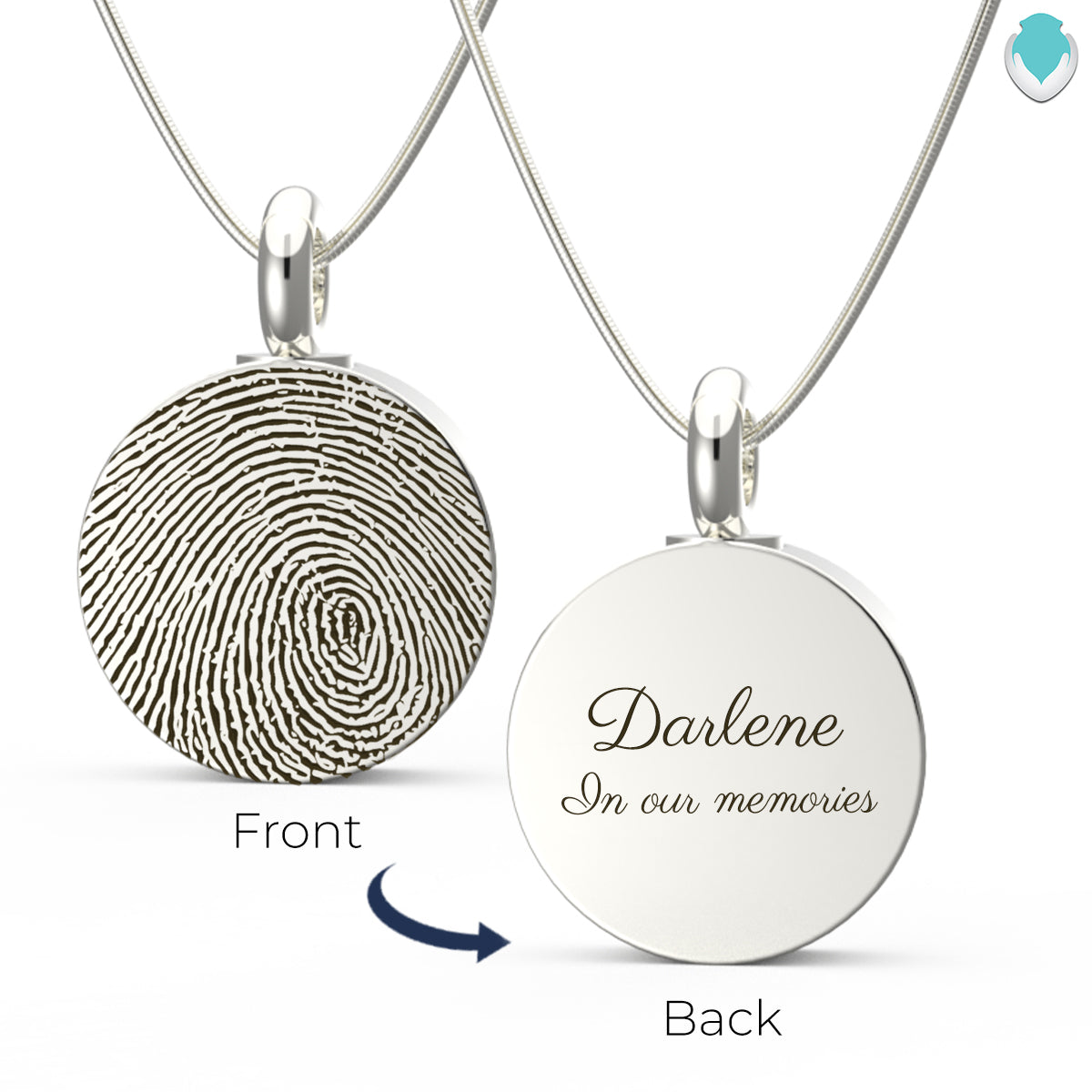 Custom Engraved Fingerprint Memorial Silver Coin Pendant