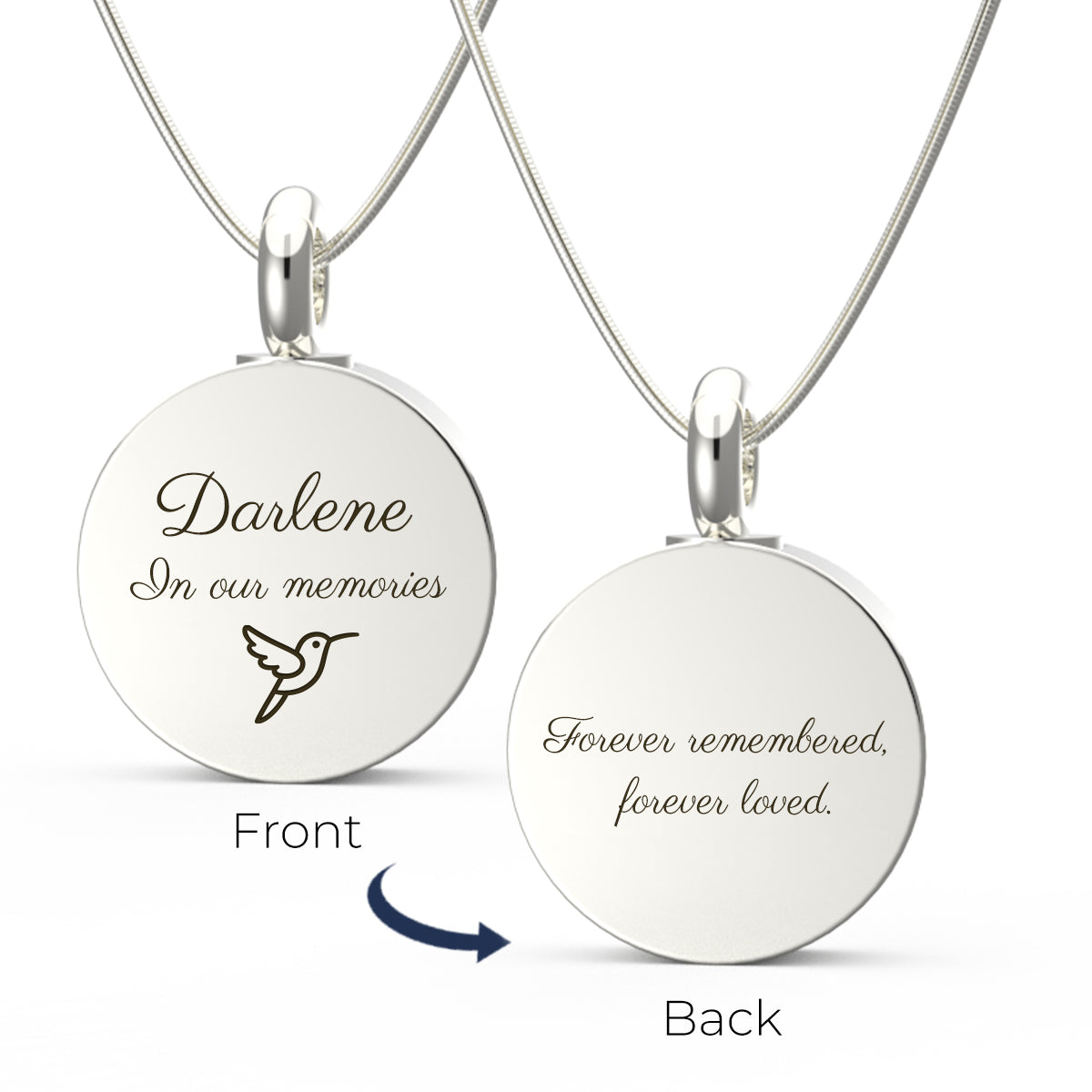 Custom Engraved Memorial Silver Coin Pendant