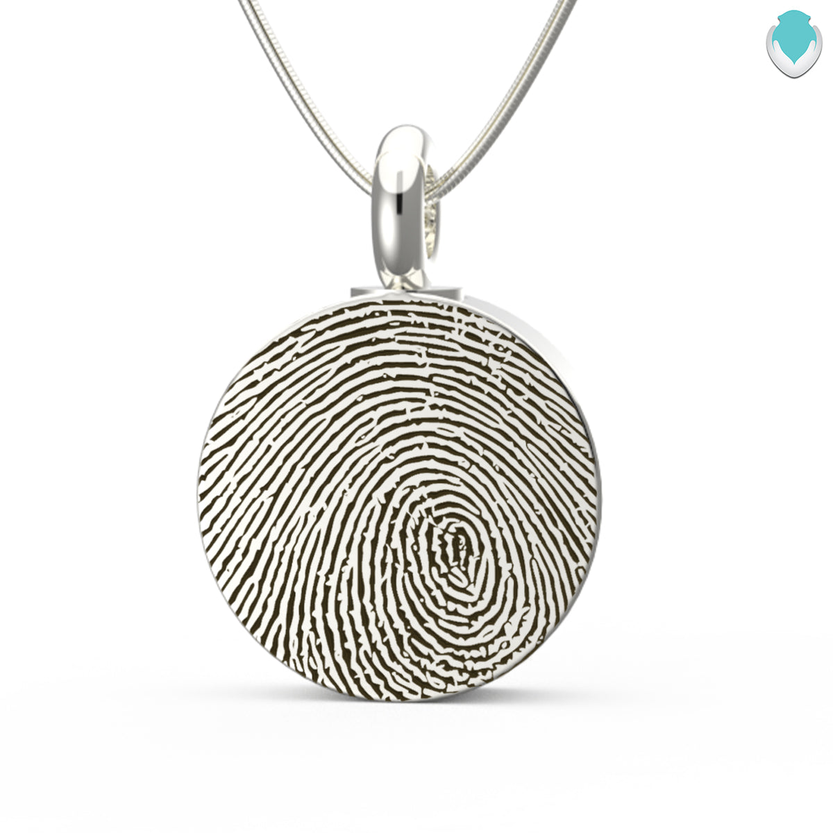 Custom Engraved Fingerprint Memorial Silver Coin Pendant