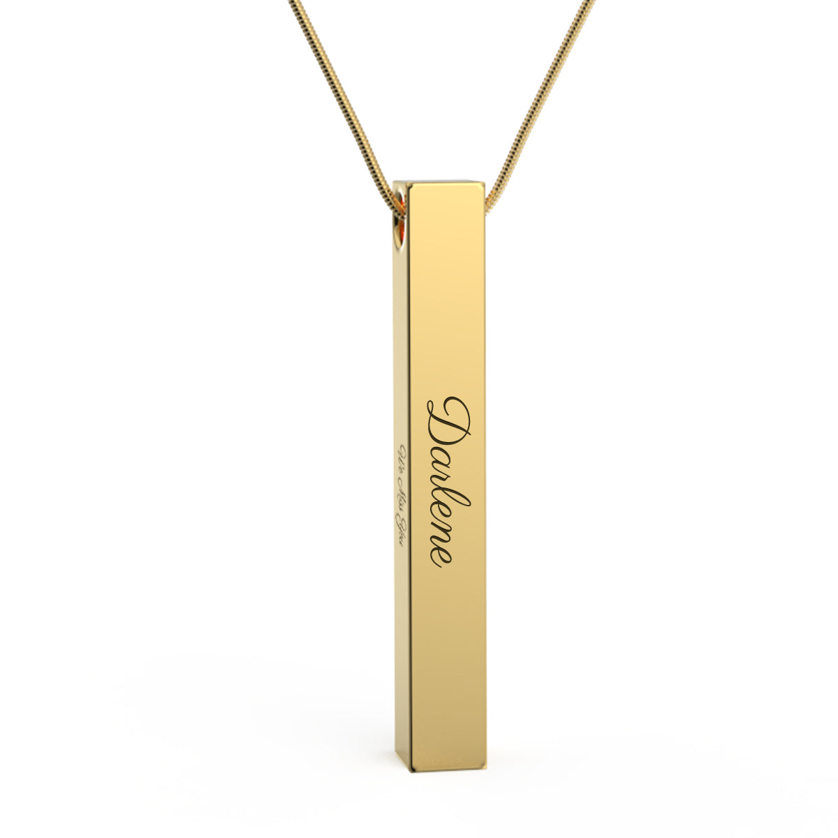 Four Side Engraved Memorial Gold Bar Pendant