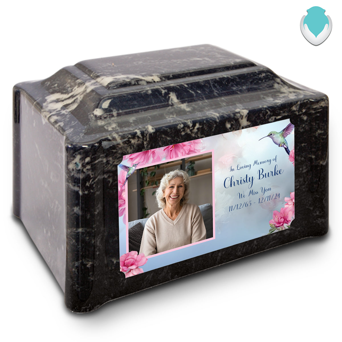 Adult Devotion Custom Printed Photo Hummingbird Cultured Marble Urn for Ashes