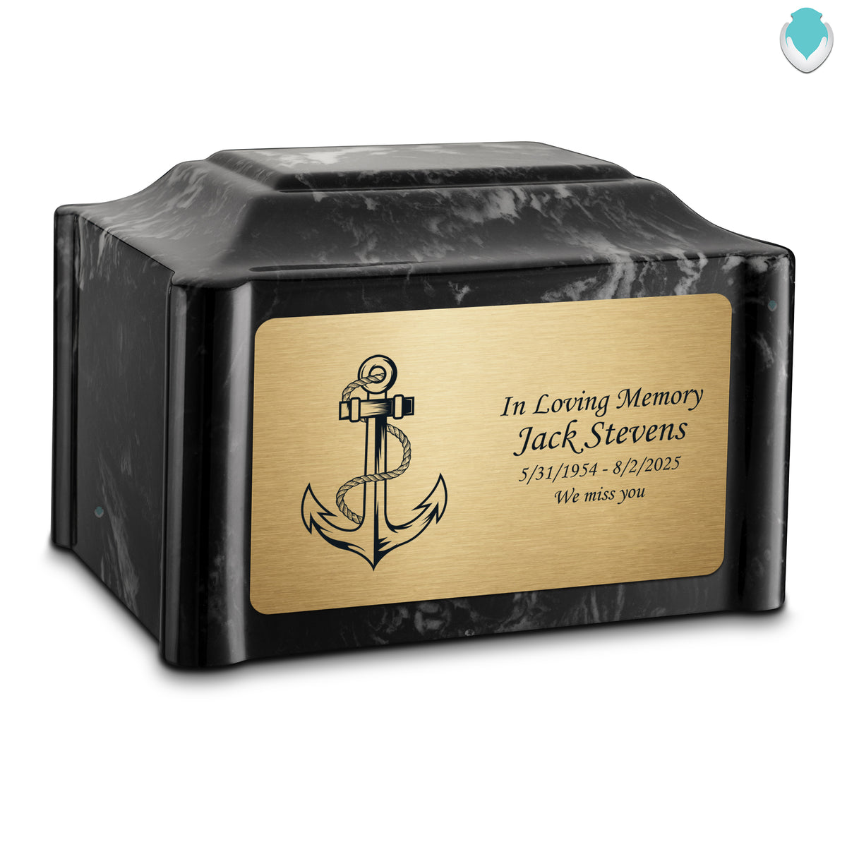 Adult Devotion Anchor Black Pearl Cultured Marble Urns for Ashes