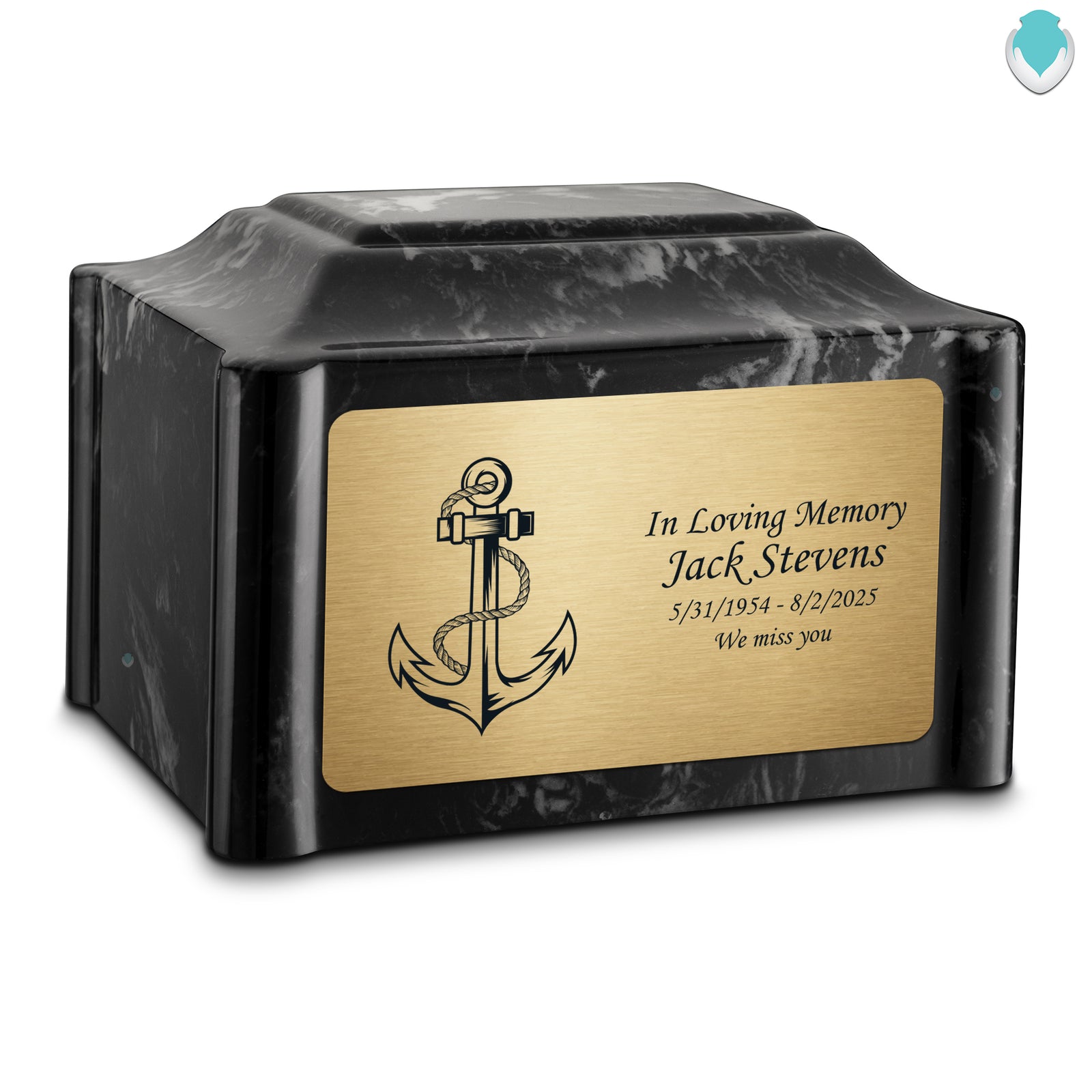 Adult Devotion Anchor Black Pearl Cultured Marble Urns for Ashes