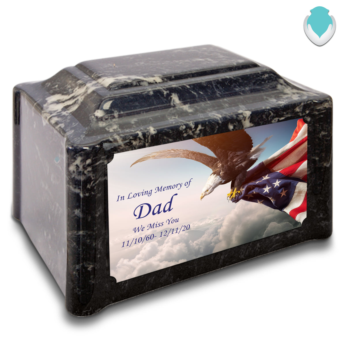 Adult Devotion Custom Printed American Eagle Cultured Marble Urns for Ashes