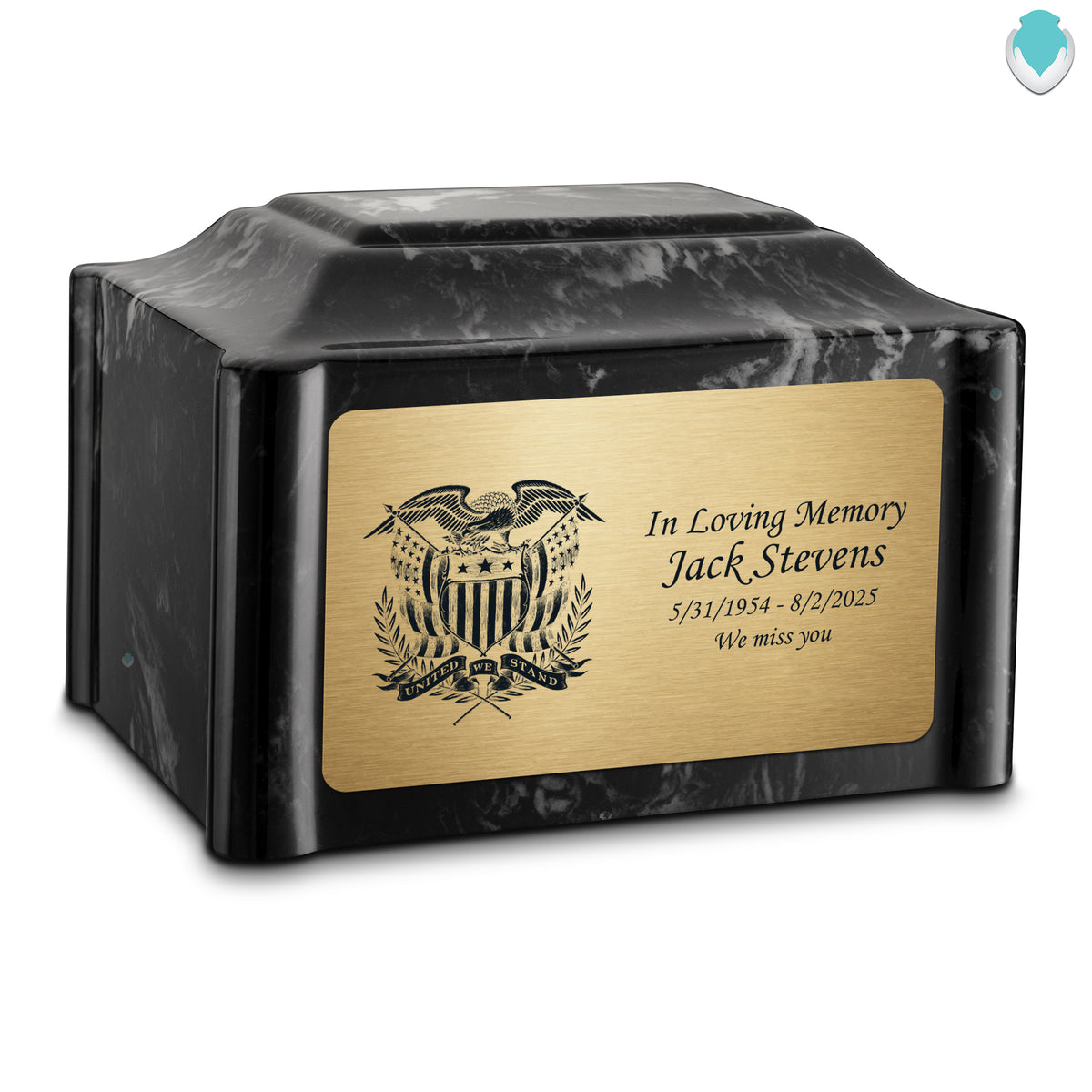 Adult Devotion American Glory Black Pearl Cultured Marble Urns for Ashes