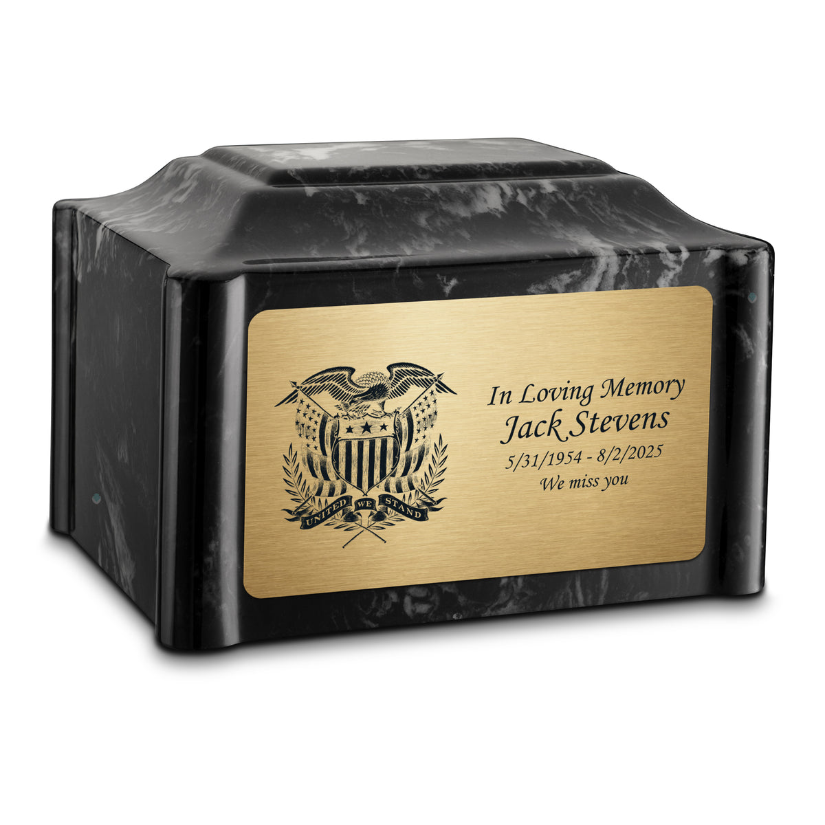 Adult Devotion American Glory Black Pearl Cultured Marble Urns for Ashes