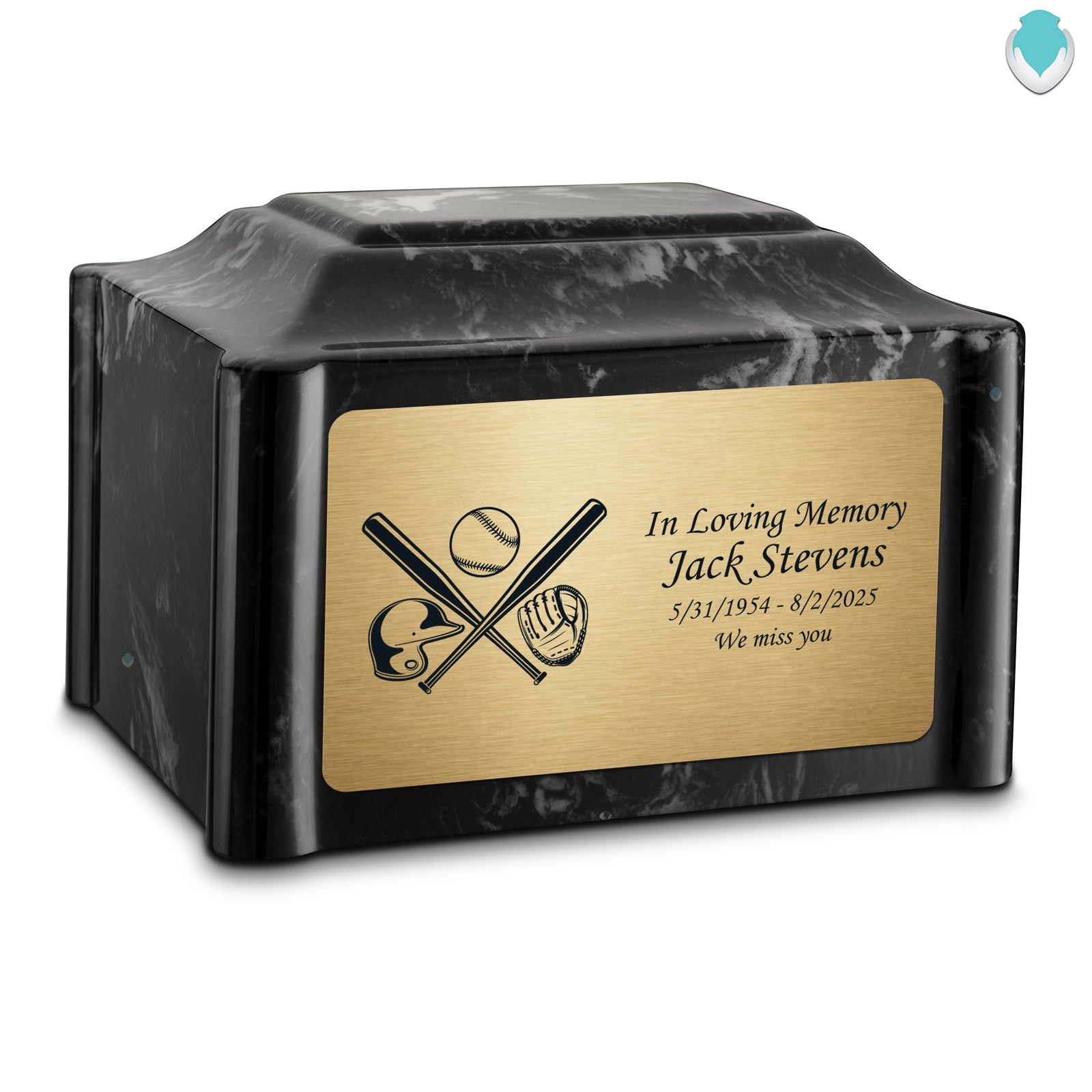 Adult Devotion Baseball Black Pearl Cultured Marble Urns for Ashes