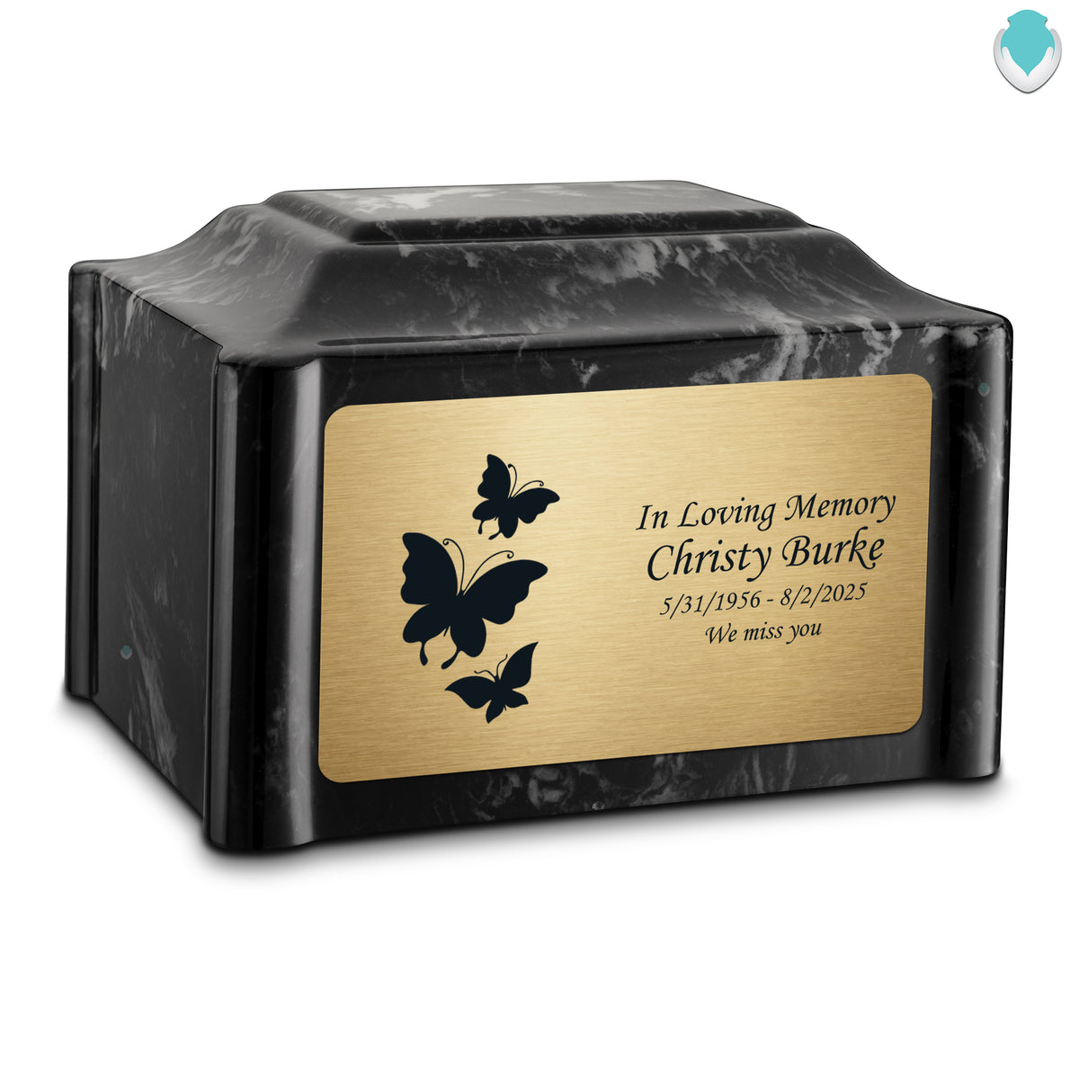 Adult Devotion Butterflies Black Pearl Cultured Marble Urns for Ashes