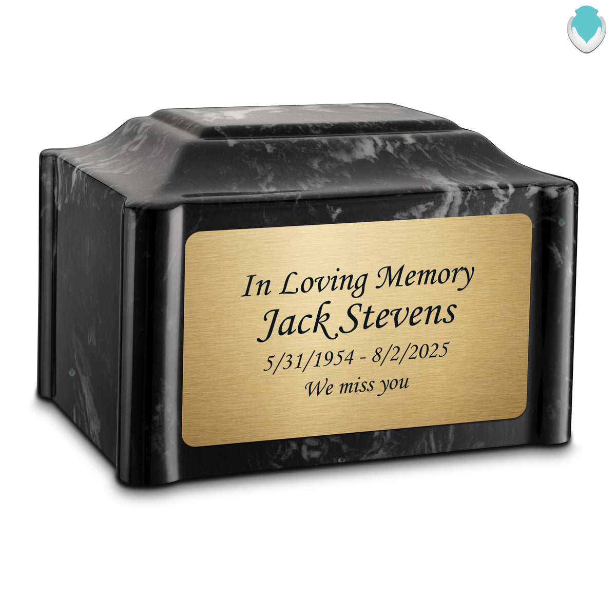 Adult Devotion Custom Engraved Black Pearl Cultured Marble Urns for Ashes
