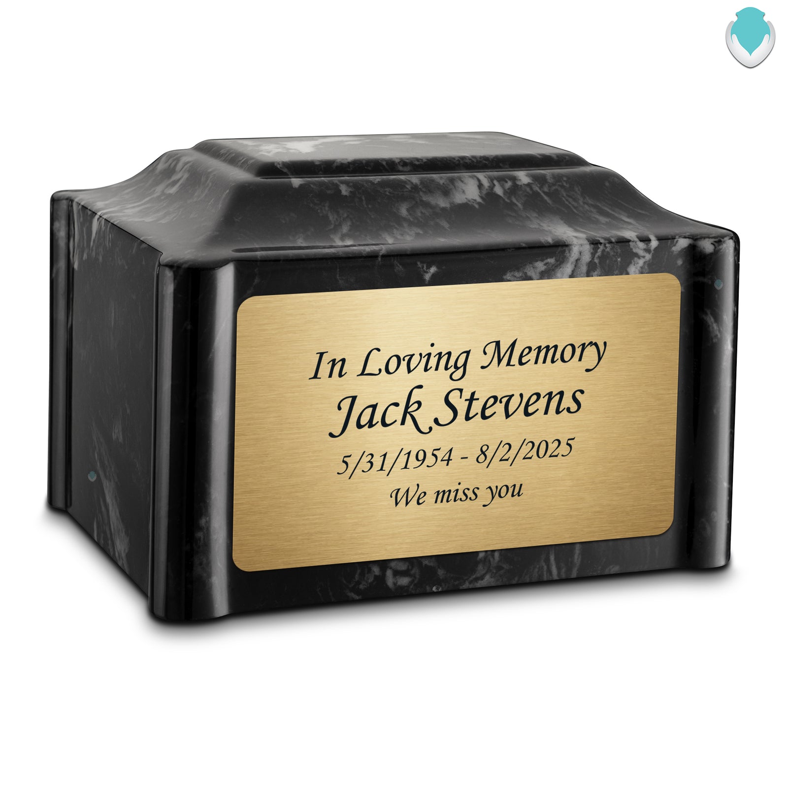 Adult Devotion Custom Engraved Black Pearl Cultured Marble Urns for Ashes
