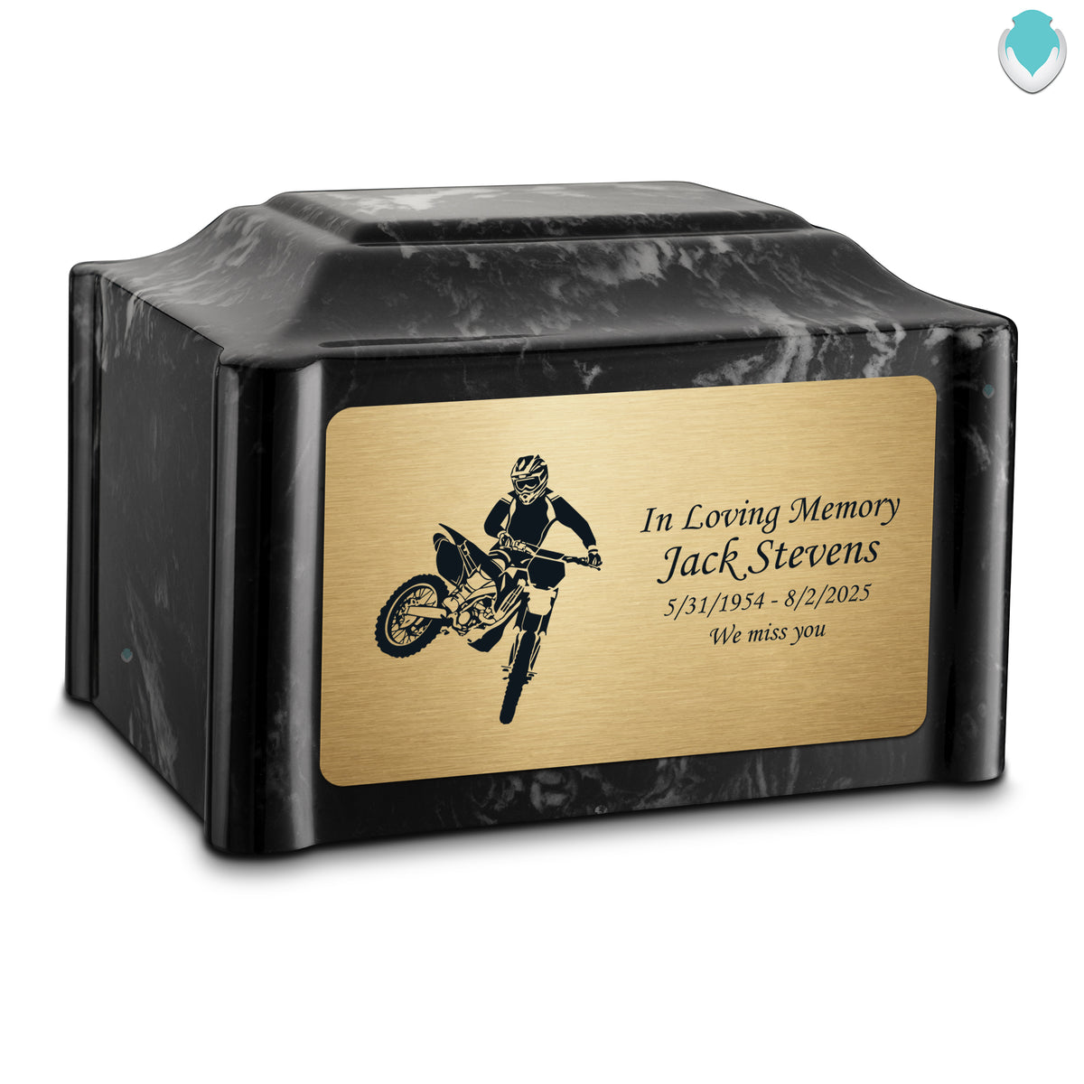 Adult Devotion Dirt Bike Black Pearl Cultured Marble Urns for Ashes
