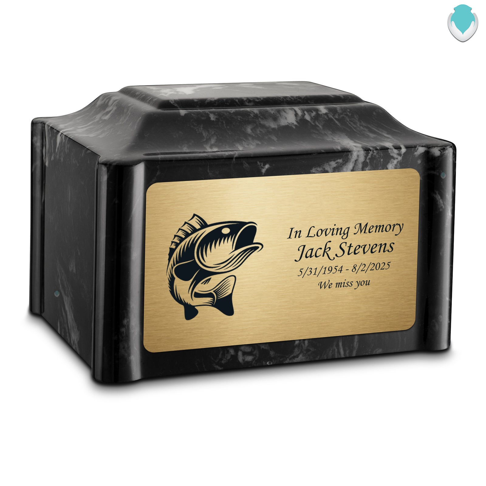 Adult Devotion Fishing Black Pearl Cultured Marble Urns for Ashes