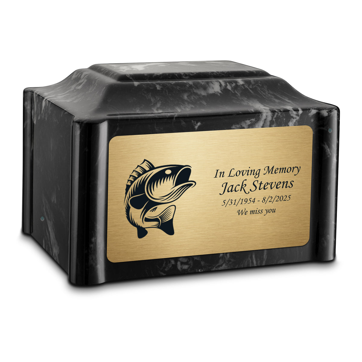 Adult Devotion Fishing Black Pearl Cultured Marble Urns for Ashes