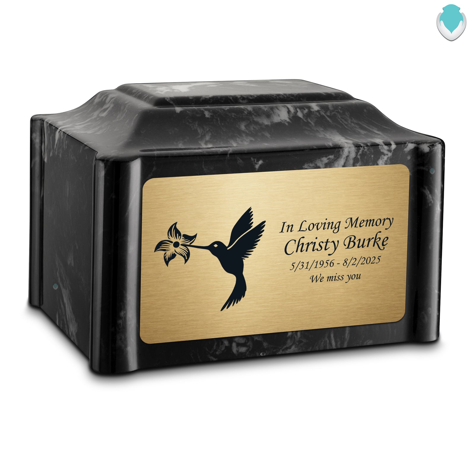 Adult Devotion Hummingbird Black Pearl Cultured Marble Urns for Ashes