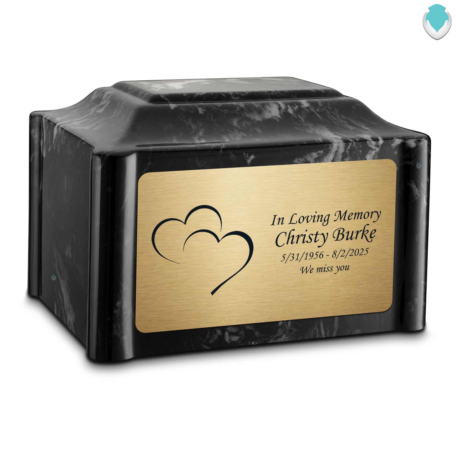 Adult Devotion Hearts Black Pearl Cultured Marble Urns for Ashes