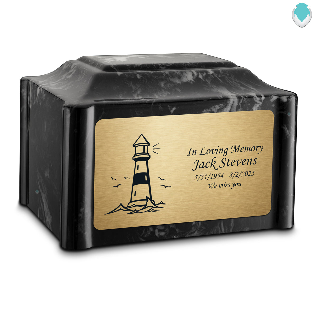 Adult Devotion Lighthouse Black Pearl Cultured Marble Urns for Ashes