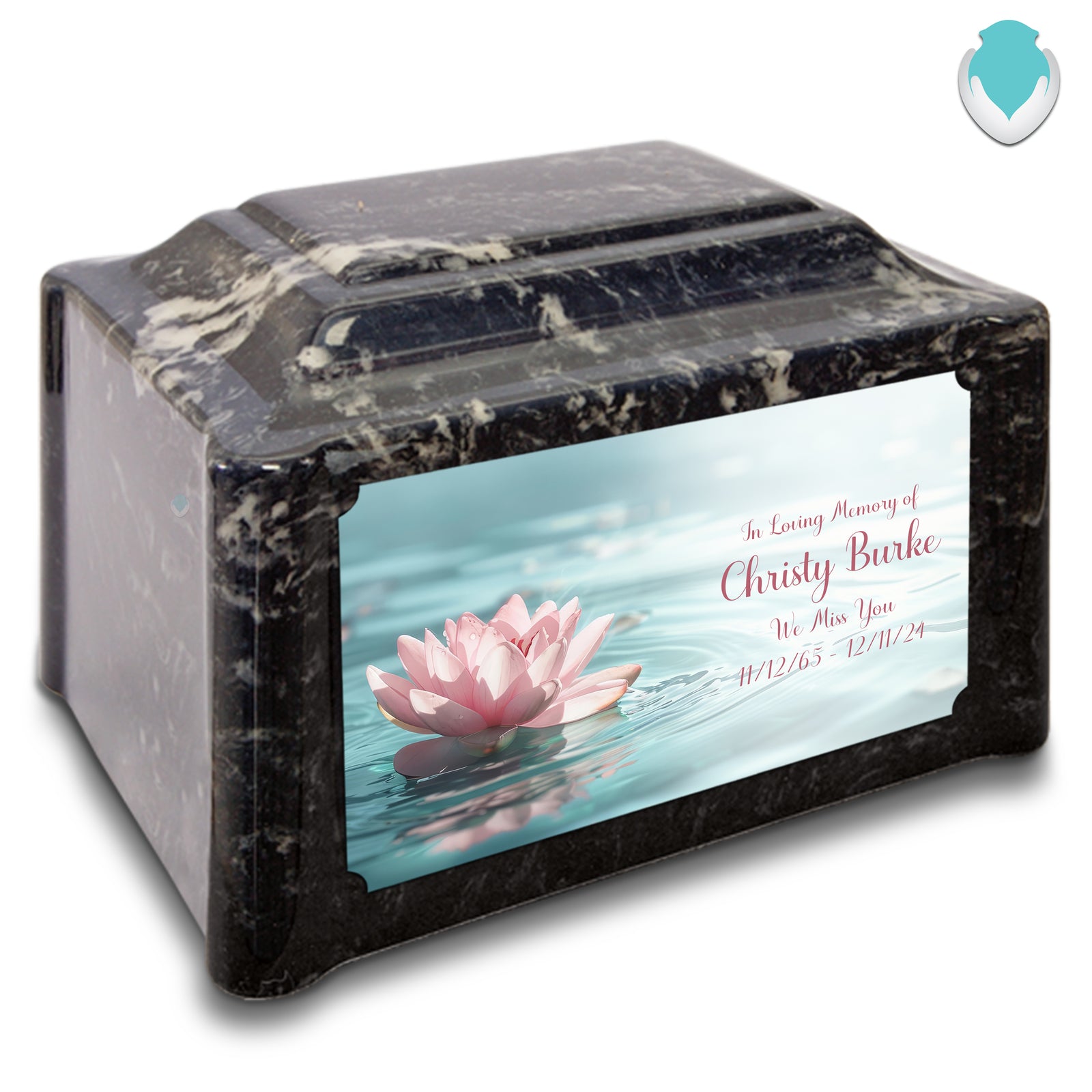 Adult Devotion Custom Printed Lotus Flower Cultured Marble Urns for Ashes