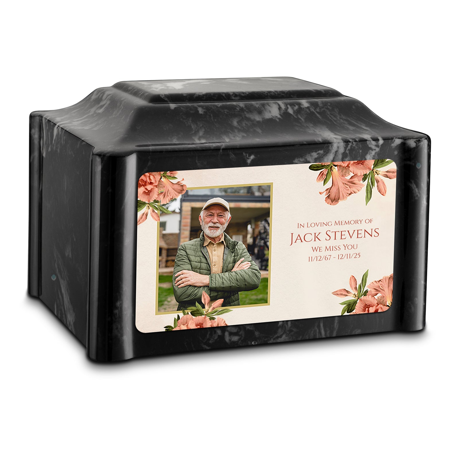 Adult Devotion Custom Printed Azalea Flower Cultured Marble Urns for Ashes