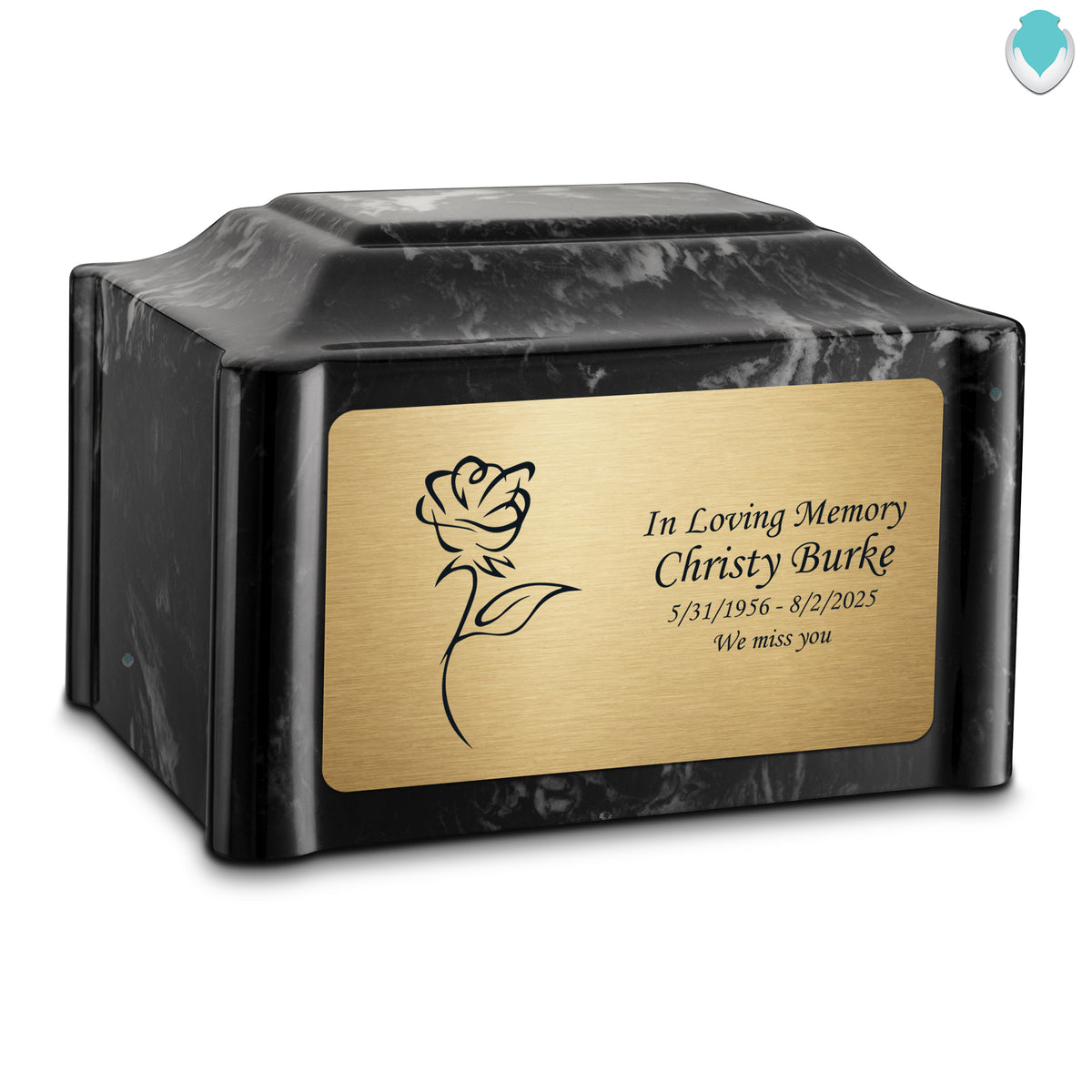 Adult Devotion Rose Black Pearl Cultured Marble Urns for Ashes