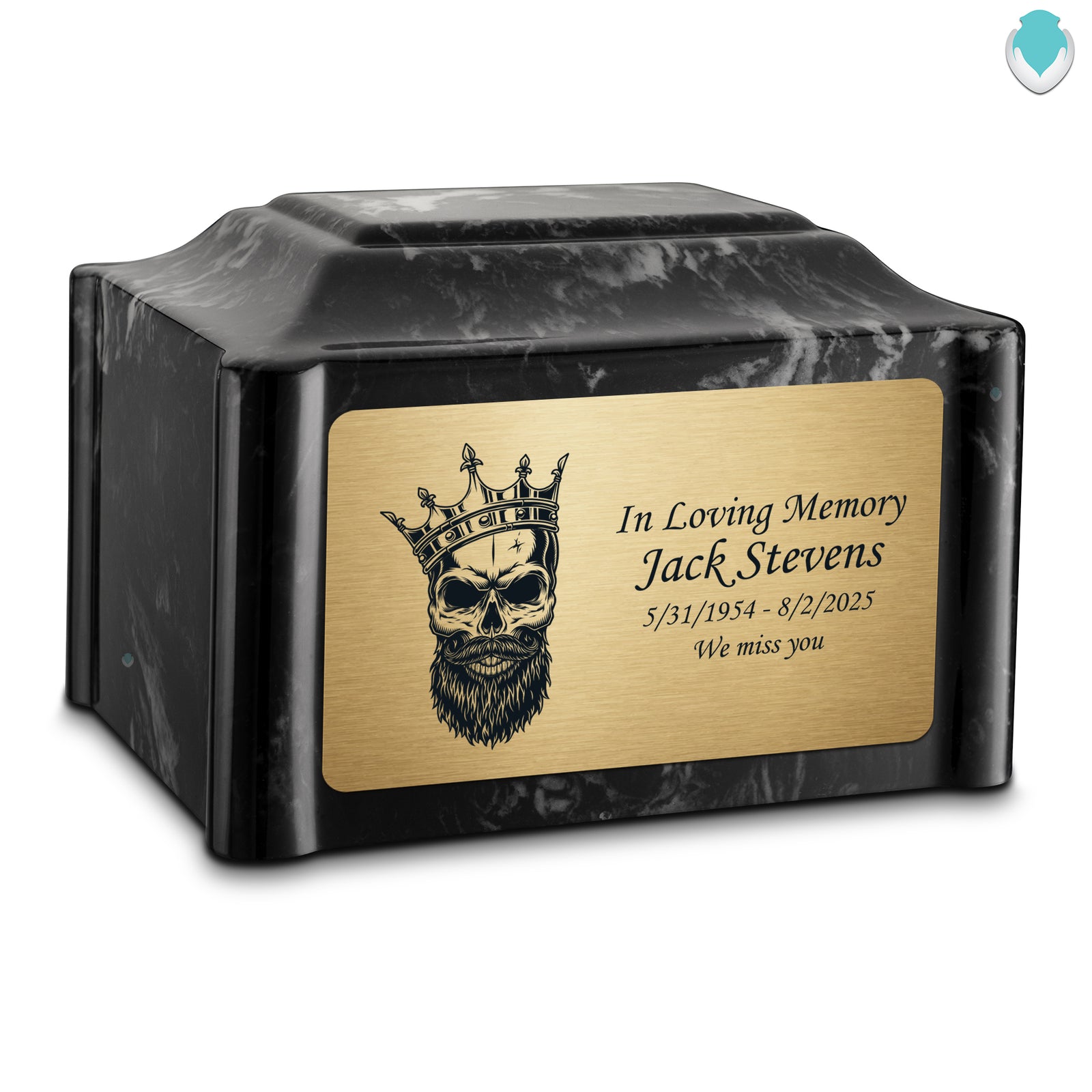 Adult Devotion Skull Black Pearl Cultured Marble Urns for Ashes