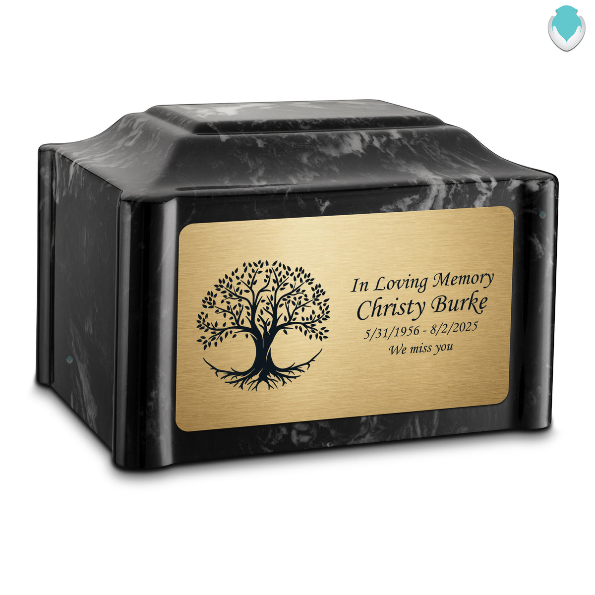 Adult Devotion Tree of Life Black Pearl Cultured Marble Urns for Ashes