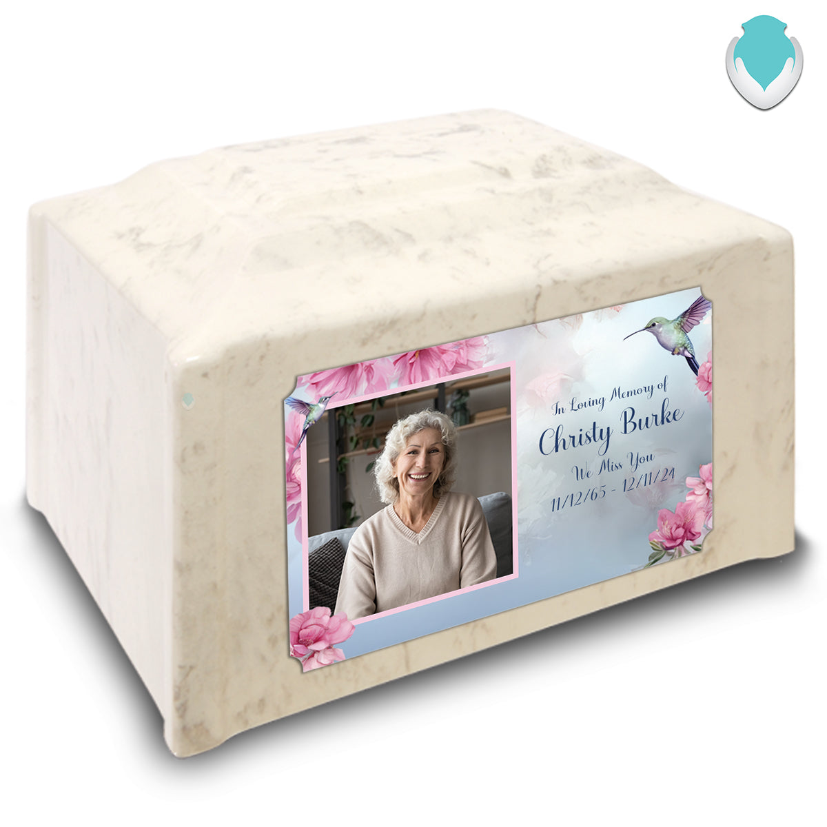 Adult Devotion Custom Printed Photo Hummingbird Cultured Marble Urn for Ashes