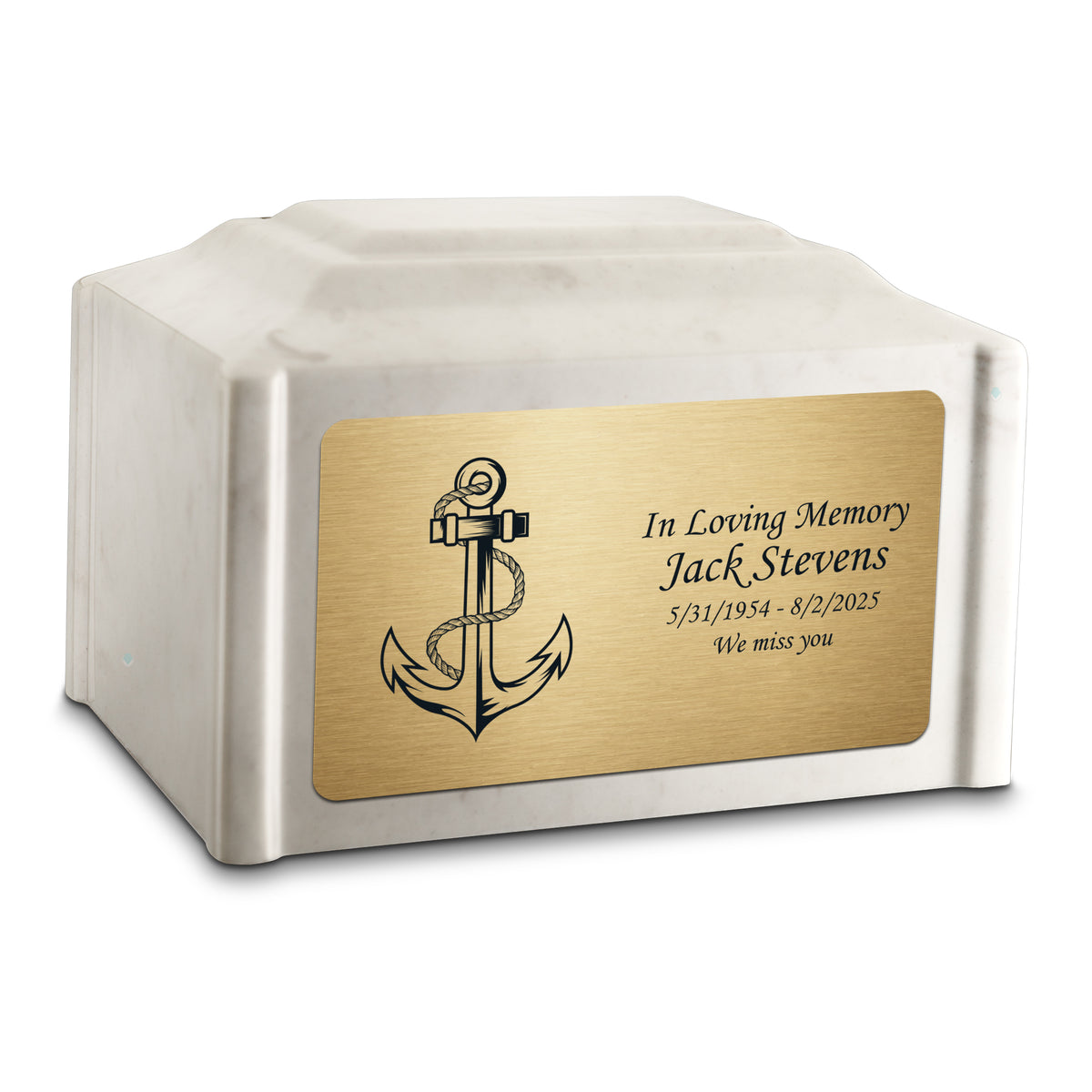 Adult Devotion Anchor Diamond Cultured Marble Urns for Ashes