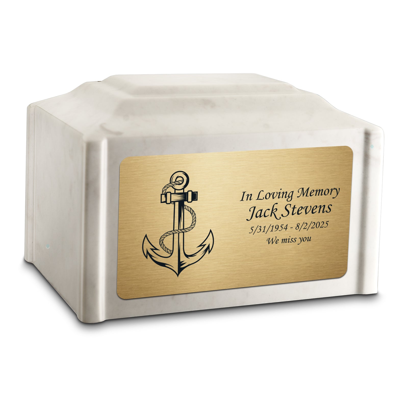 Adult Devotion Anchor Diamond Cultured Marble Urns for Ashes