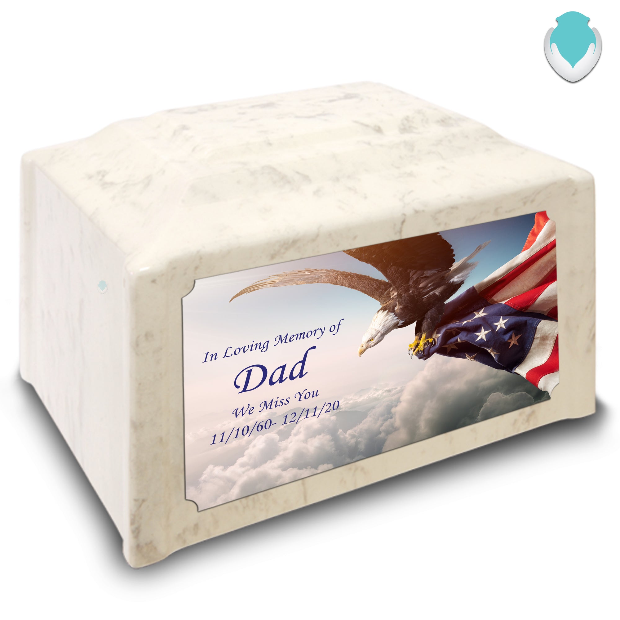 Adult Devotion Custom Printed American Eagle Cultured Marble Urns for Ashes