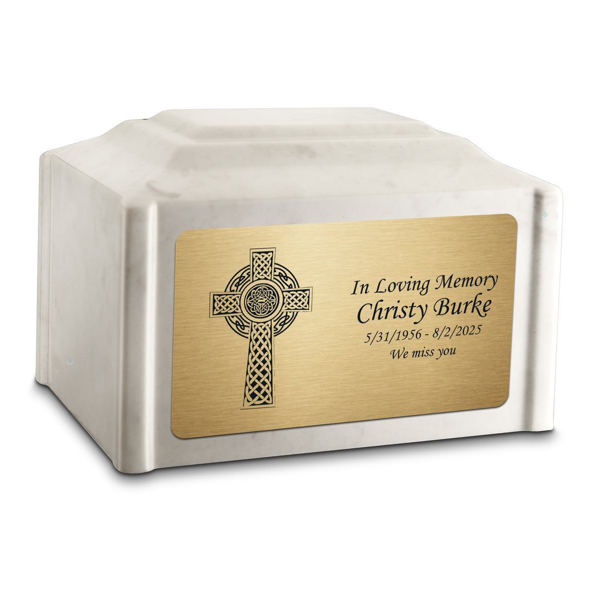 Adult Devotion Celtic Cross Diamond Cultured Marble Urns for Ashes