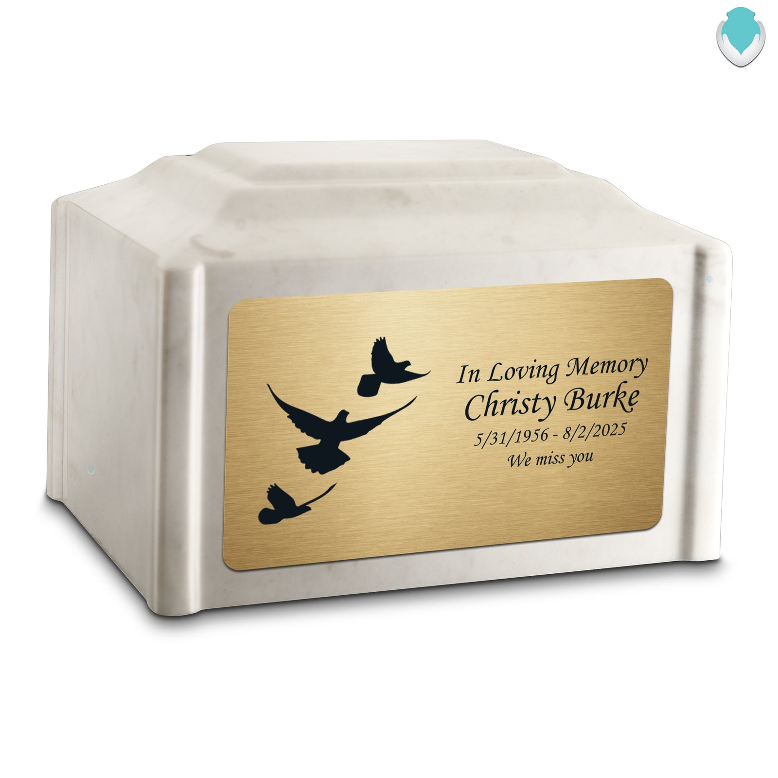 Adult Devotion Doves Diamond Cultured Marble Urns for Ashes