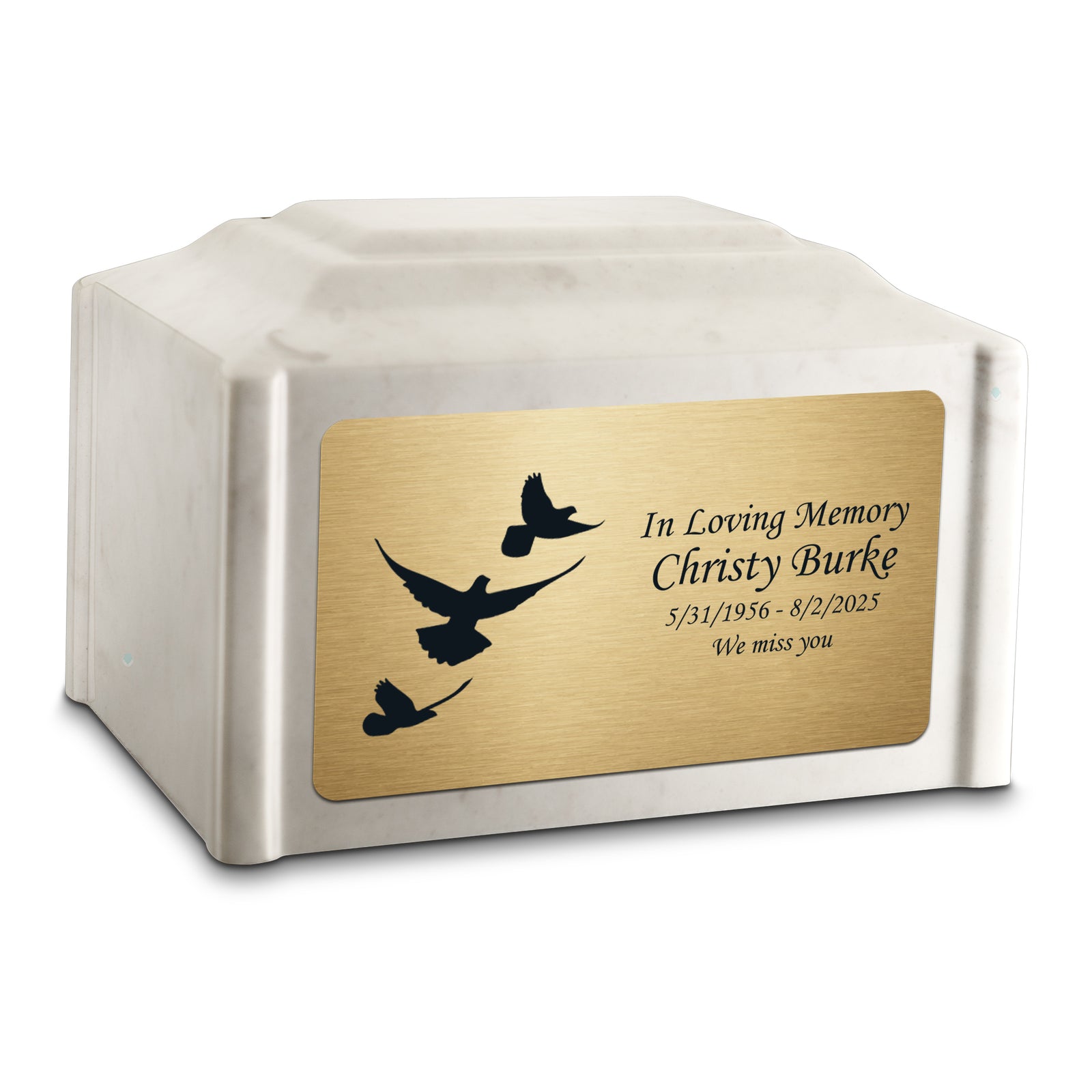 Adult Devotion Doves Diamond Cultured Marble Urns for Ashes