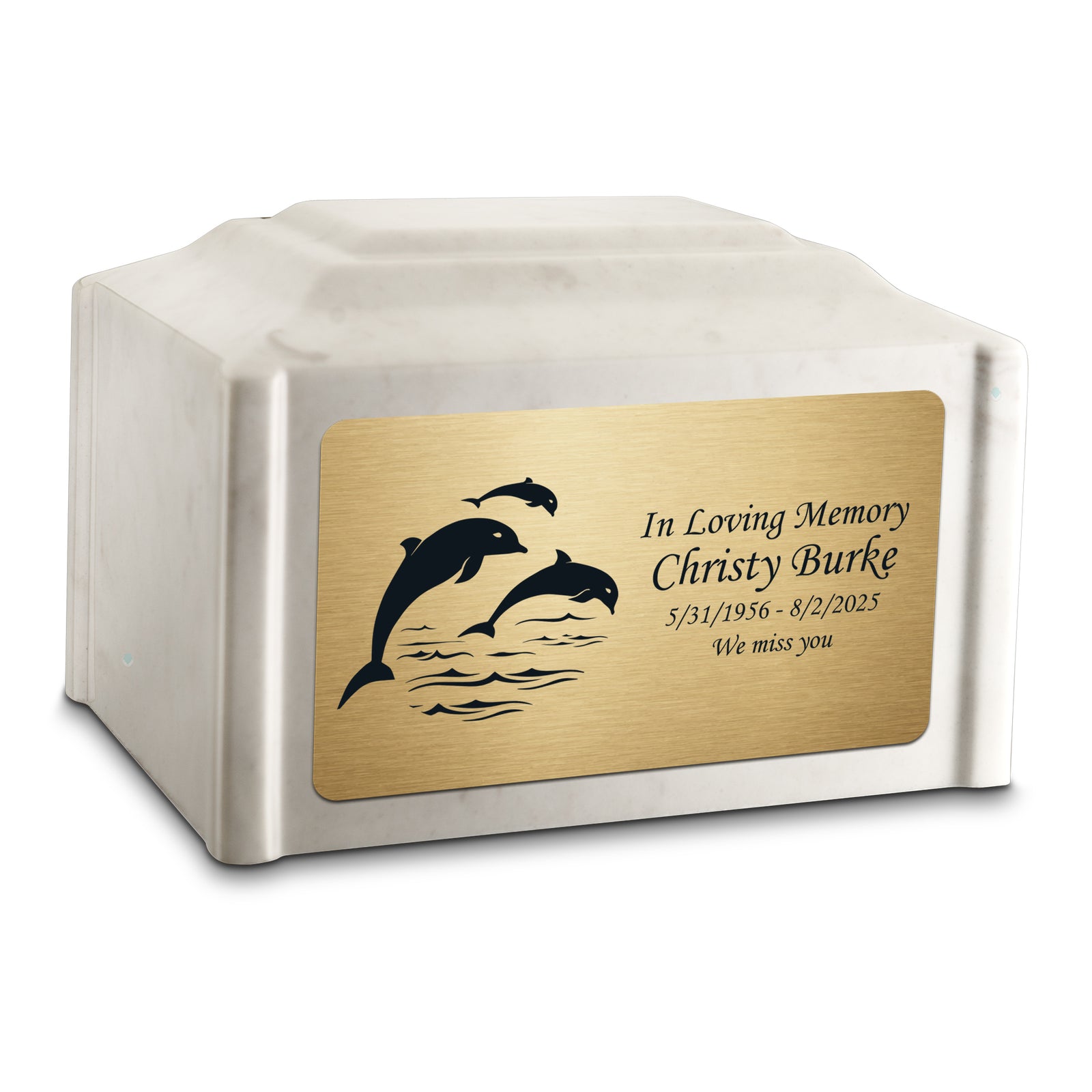 Adult Devotion Dolphin Diamond Cultured Marble Urns for Ashes