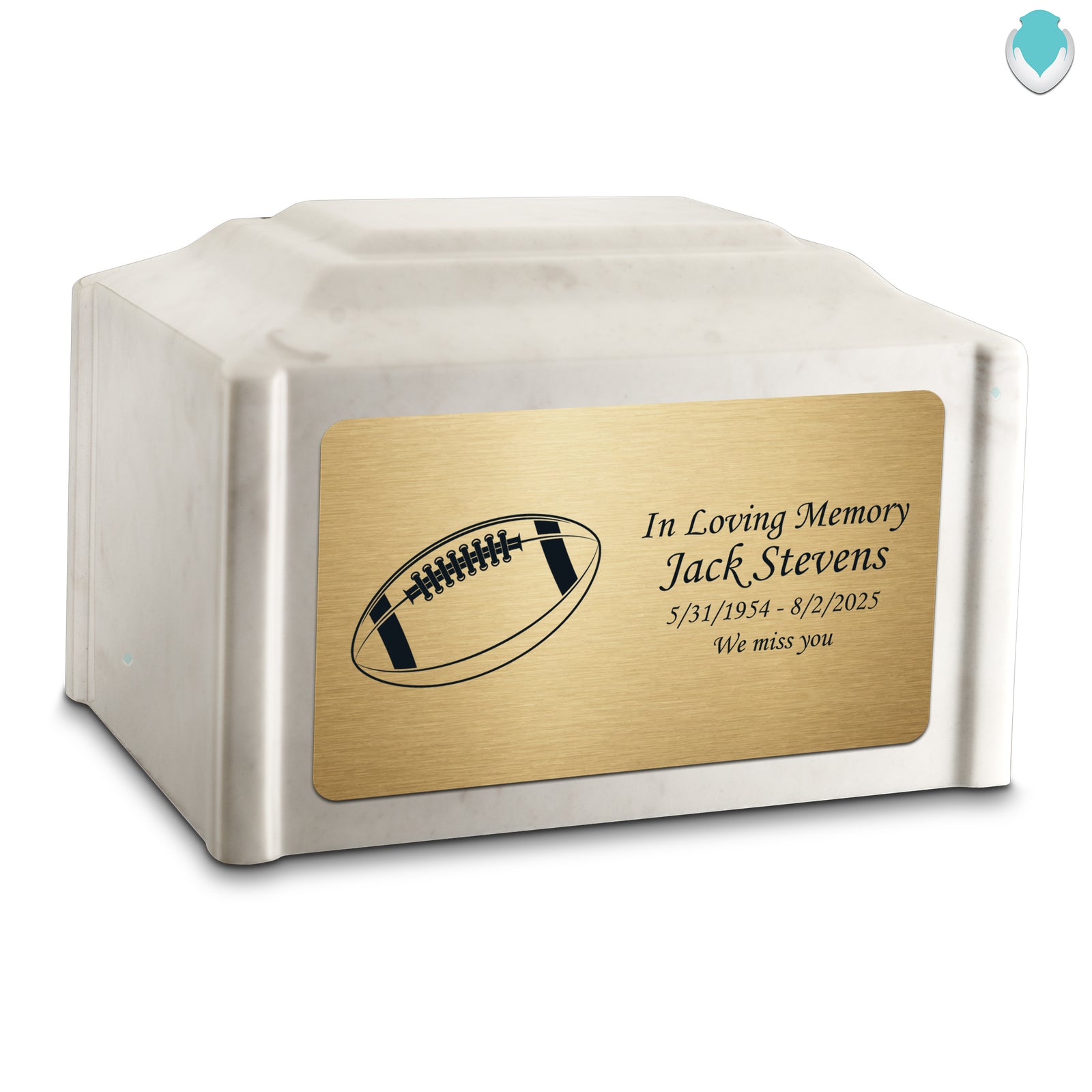 Adult Devotion Football Diamond Cultured Marble Urns for Ashes