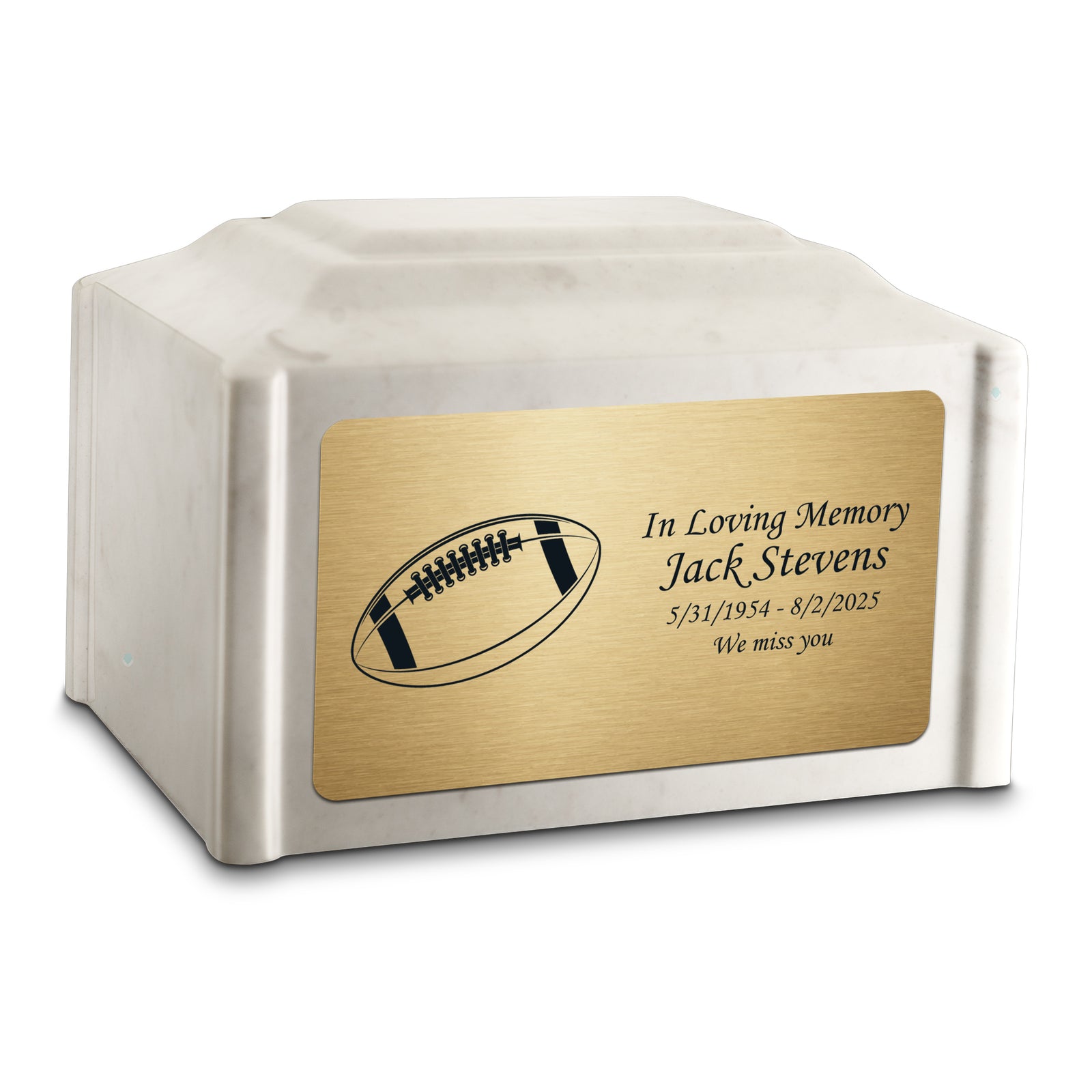 Adult Devotion Football Diamond Cultured Marble Urns for Ashes