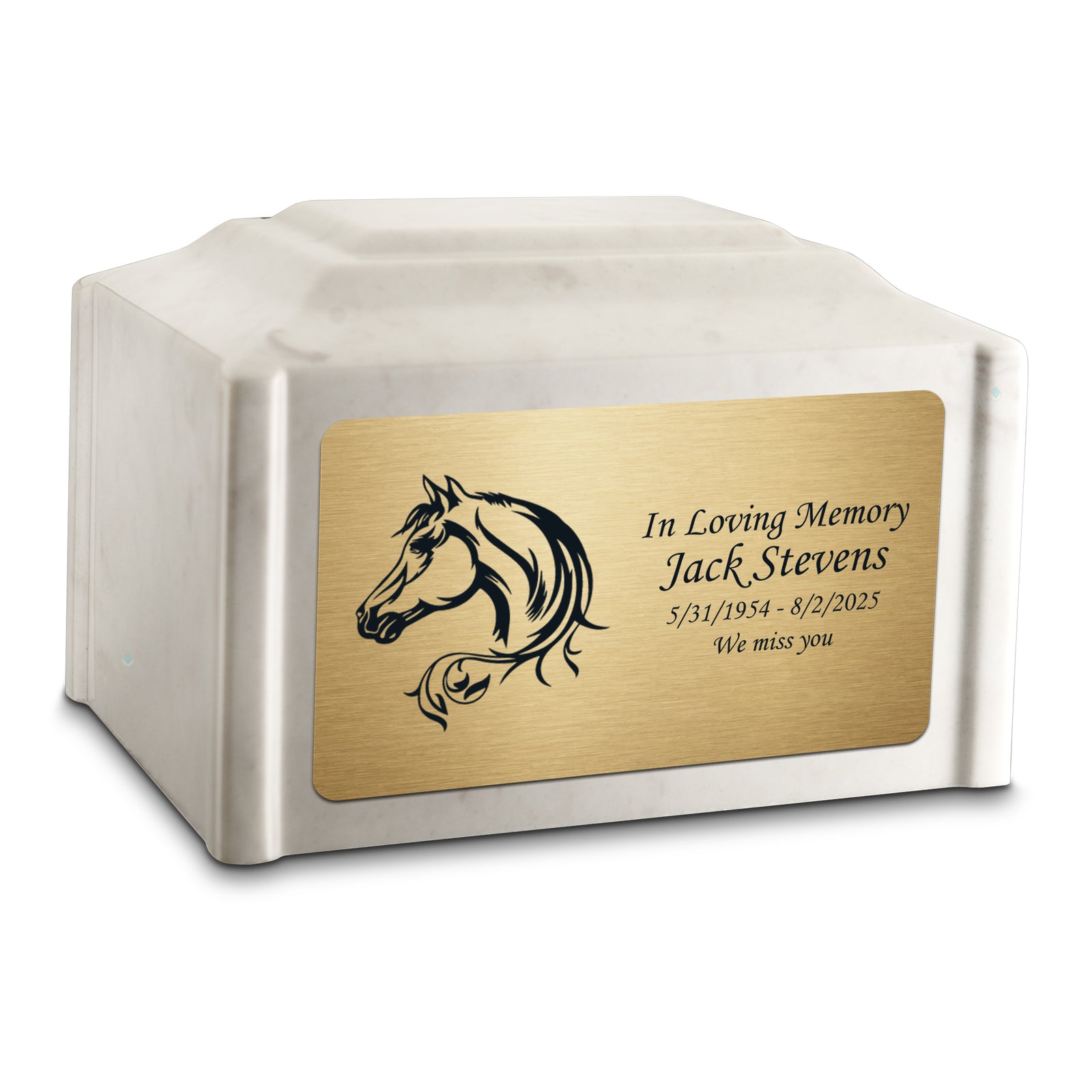 Adult Devotion Horse Diamond Cultured Marble Urns for Ashes