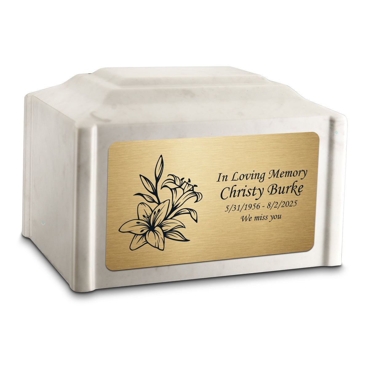 Adult Devotion Lily Diamond Cultured Marble Urns for Ashes