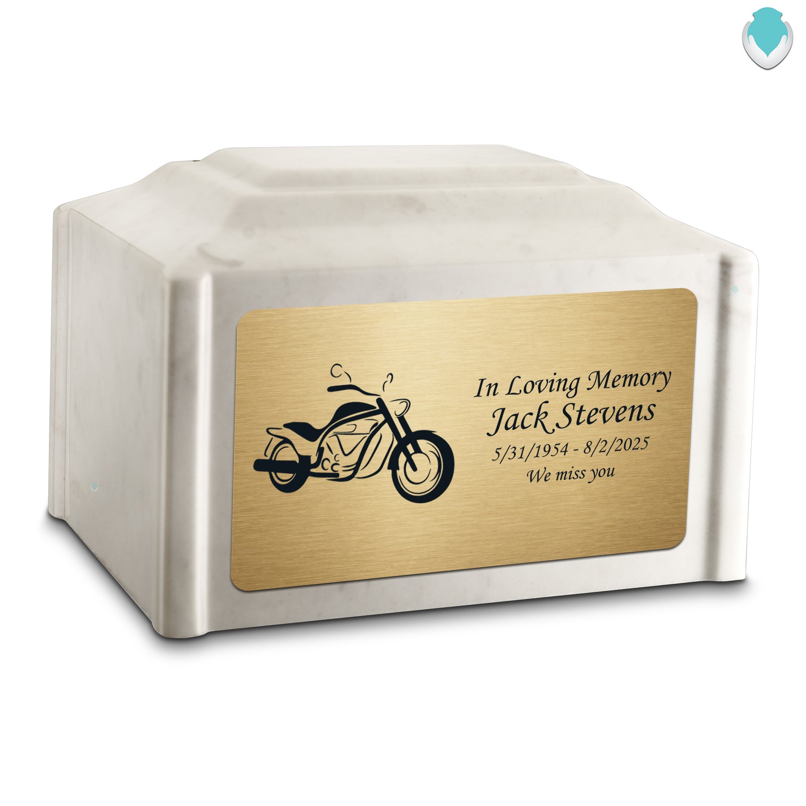 Adult Devotion Motorcycle Diamond Cultured Marble Urns for Ashes