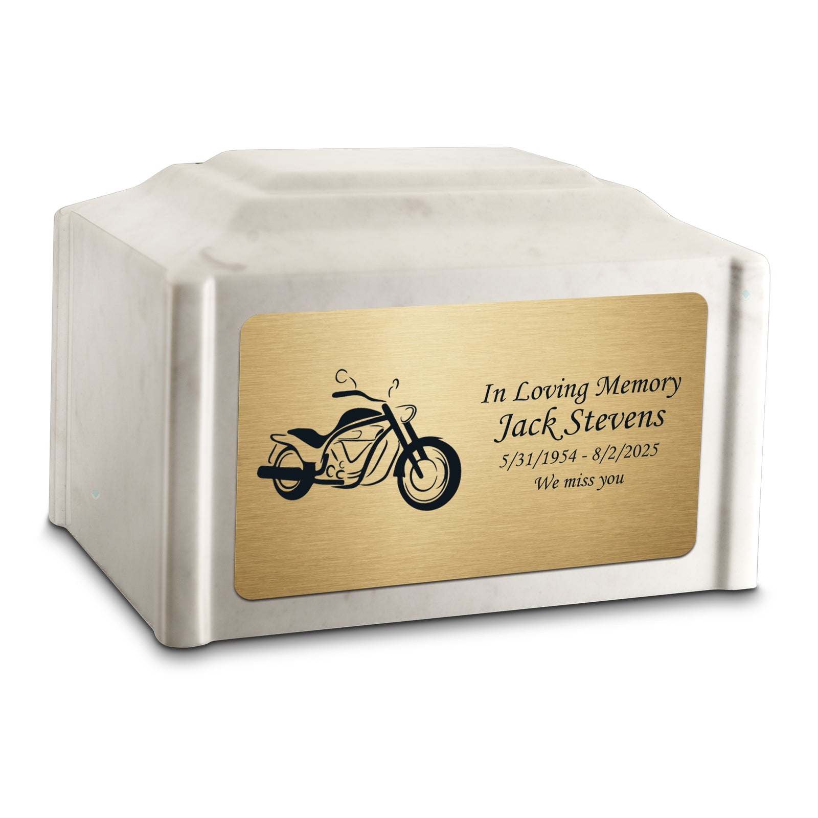 Adult Devotion Motorcycle Diamond Cultured Marble Urns for Ashes
