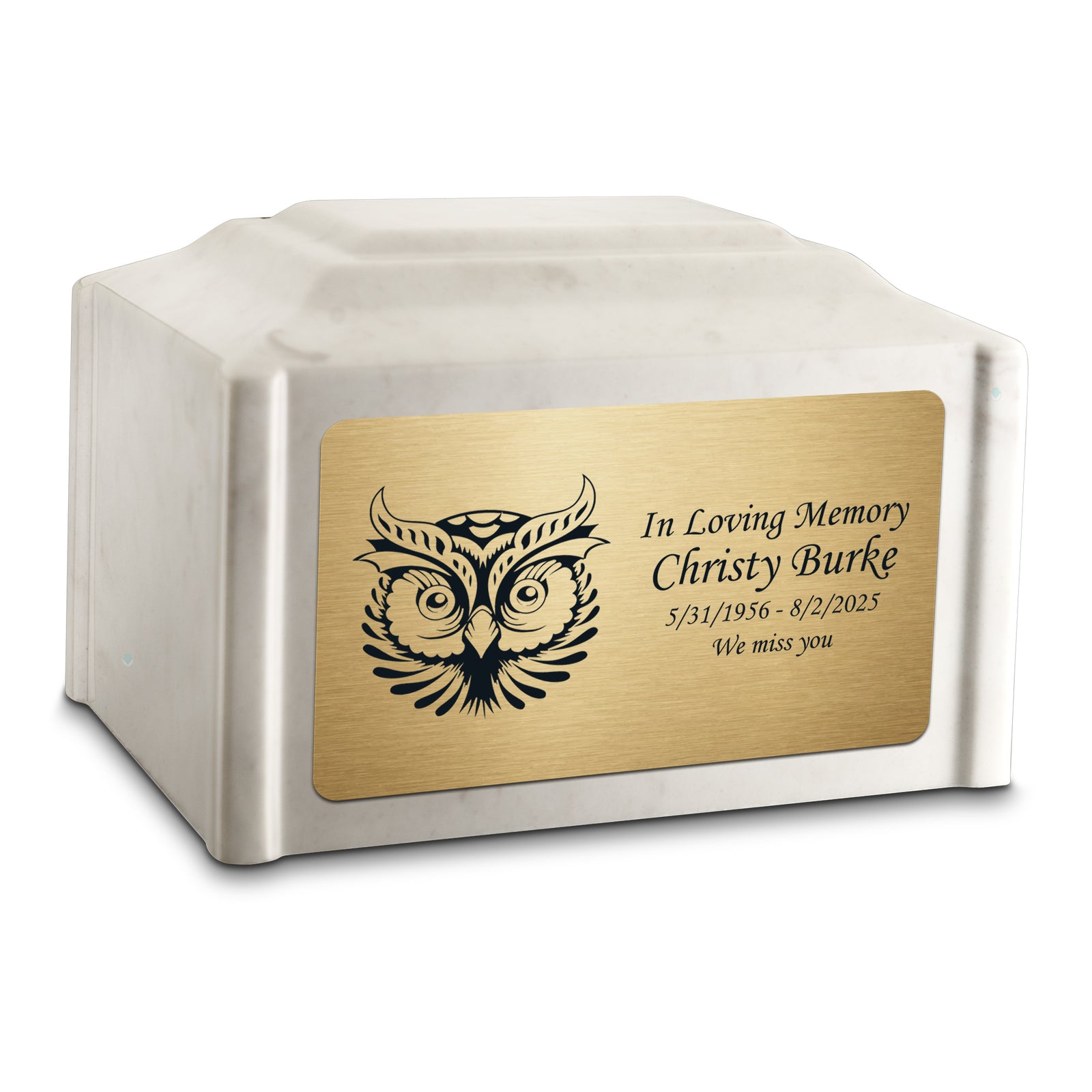 Adult Devotion Owl Diamond Cultured Marble Urns for Ashes
