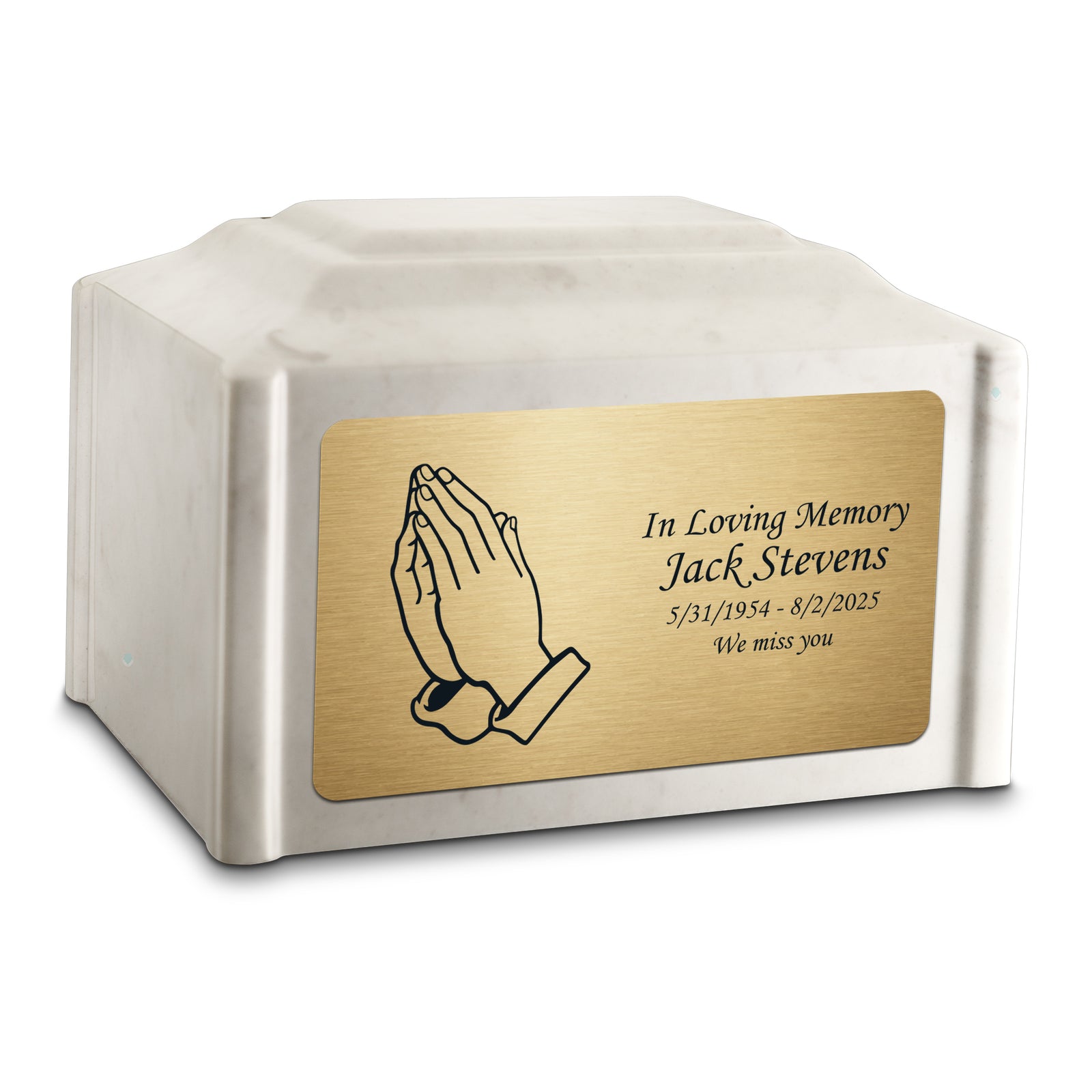 Adult Devotion Praying Hands Diamond Cultured Marble Urns for Ashes