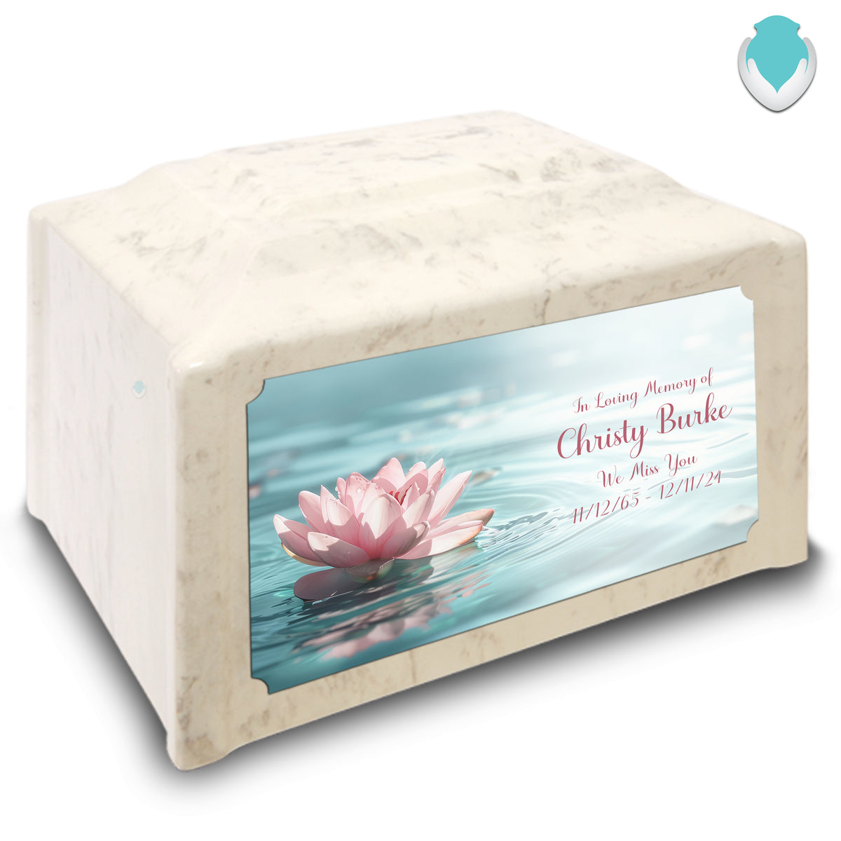 Adult Devotion Custom Printed Lotus Flower Cultured Marble Urns for Ashes