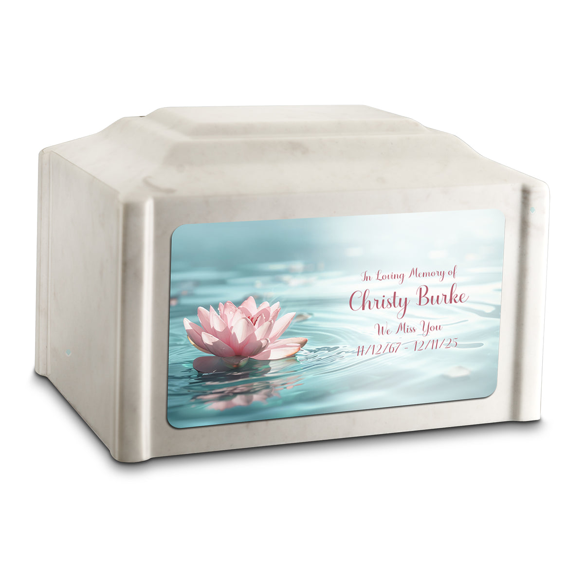 Adult Devotion Custom Printed Lotus Flower Cultured Marble Urns for Ashes