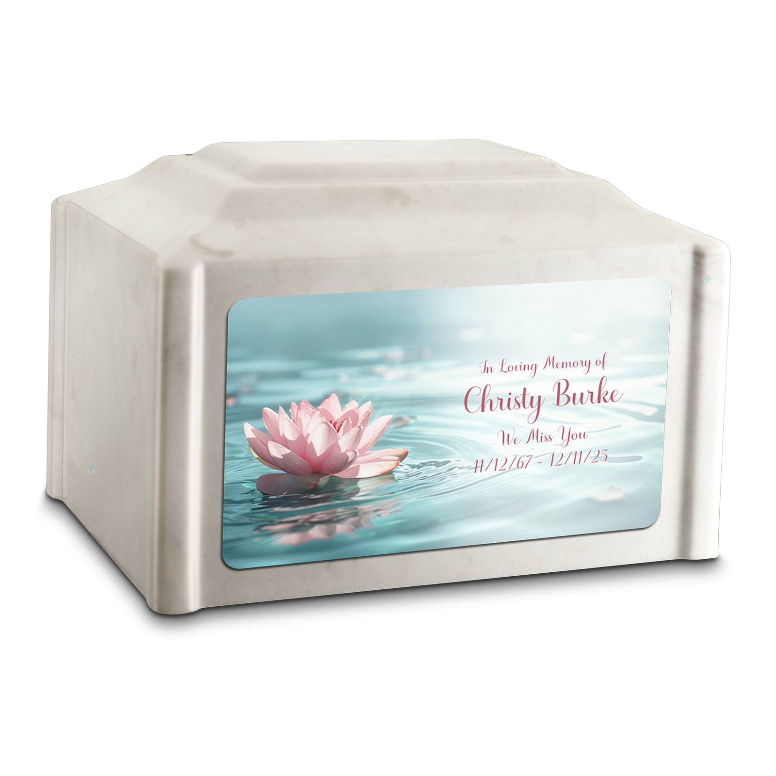 Adult Devotion Custom Printed Lotus Flower Cultured Marble Urns for Ashes