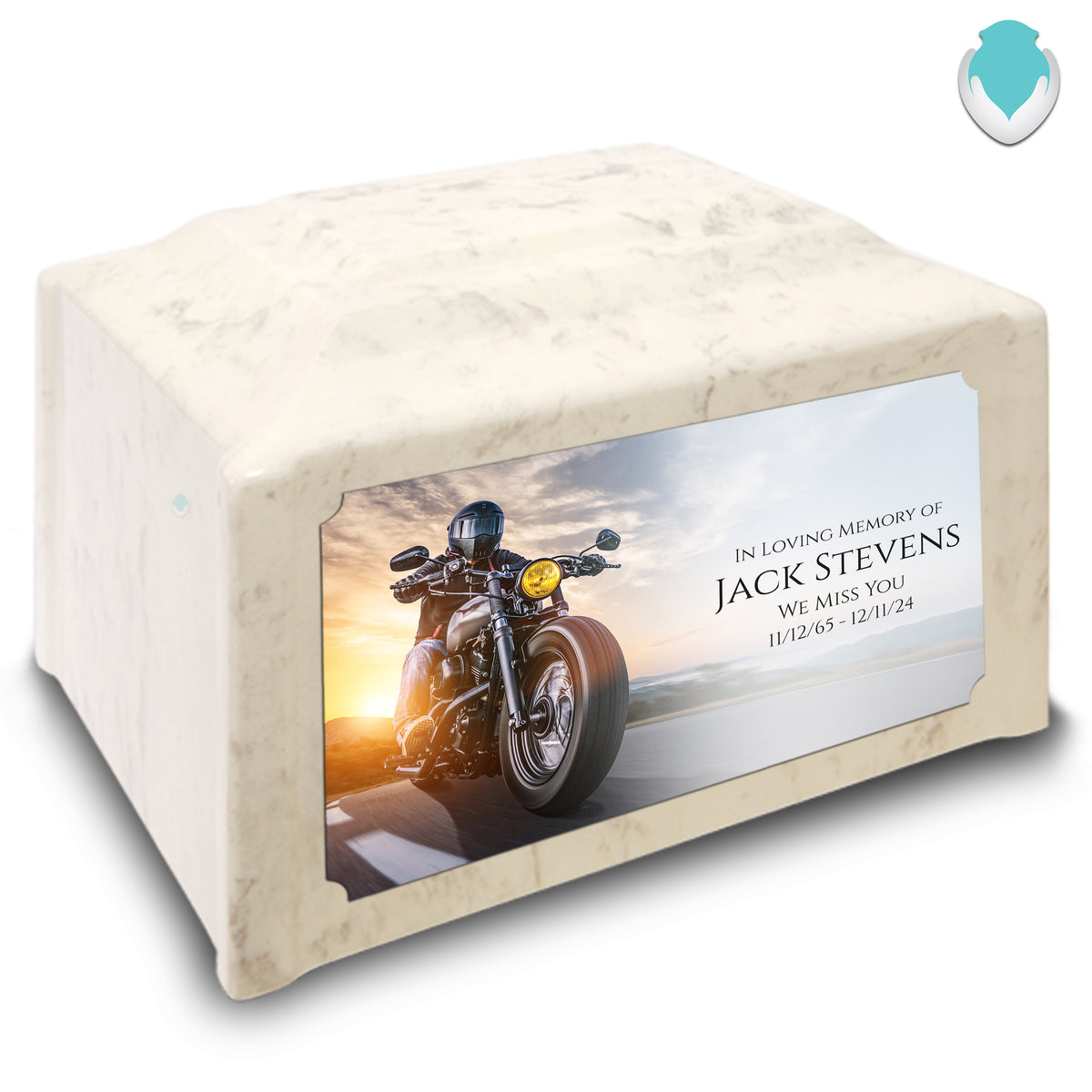 Adult Devotion Custom Printed Motorcycle Cultured Marble Urns for Ashes