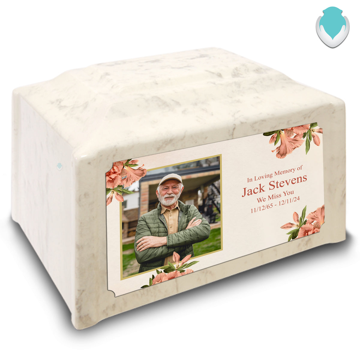 Adult Devotion Custom Printed Azalea Flower Cultured Marble Urns for Ashes