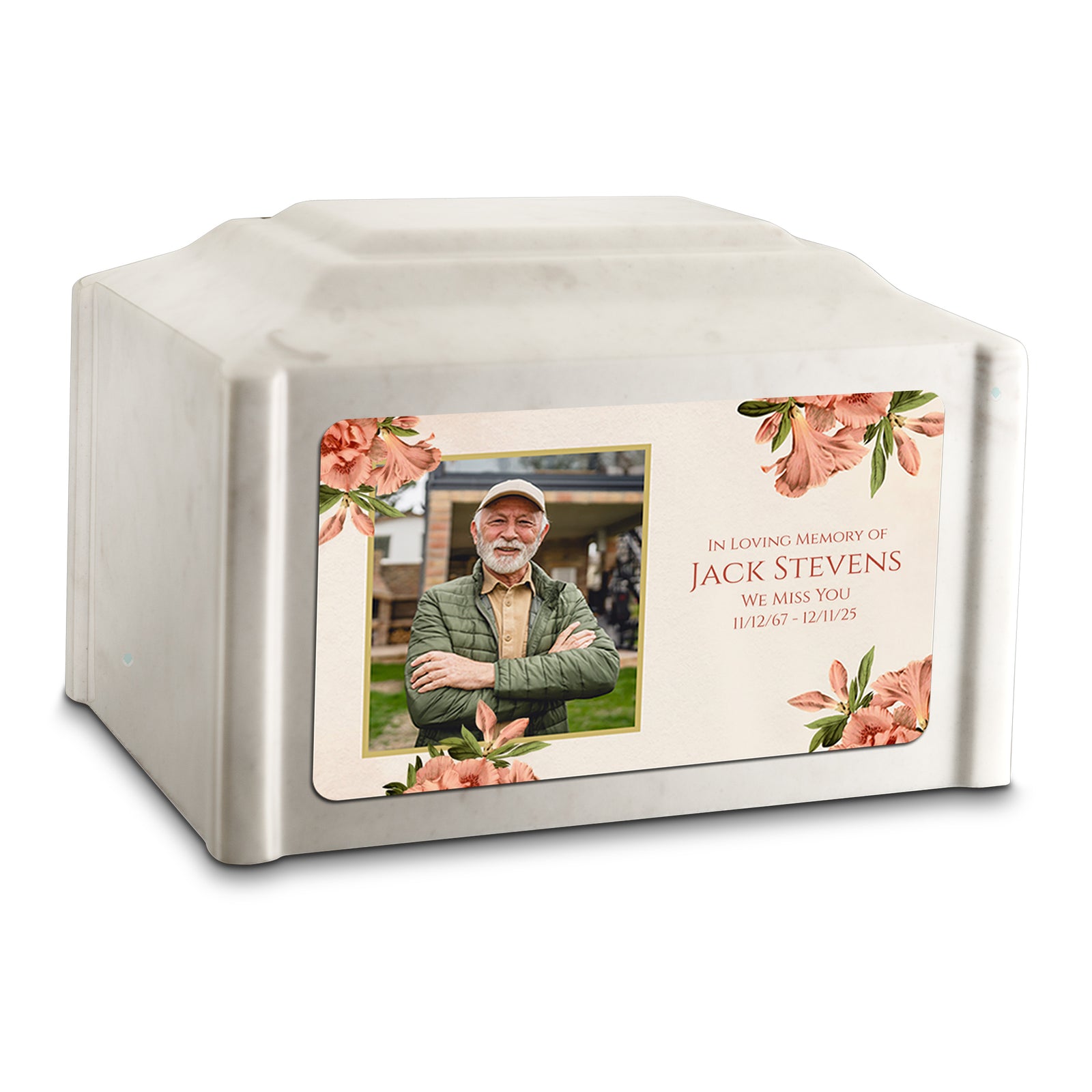 Adult Devotion Custom Printed Azalea Flower Cultured Marble Urns for Ashes