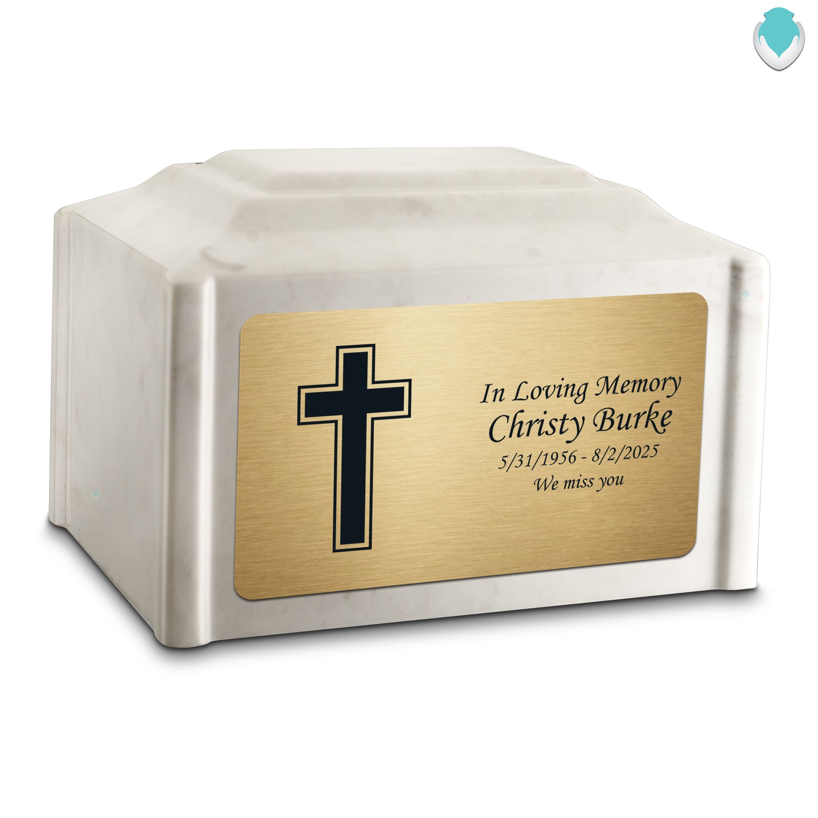 Adult Devotion Simple Cross Diamond Cultured Marble Urns for Ashes