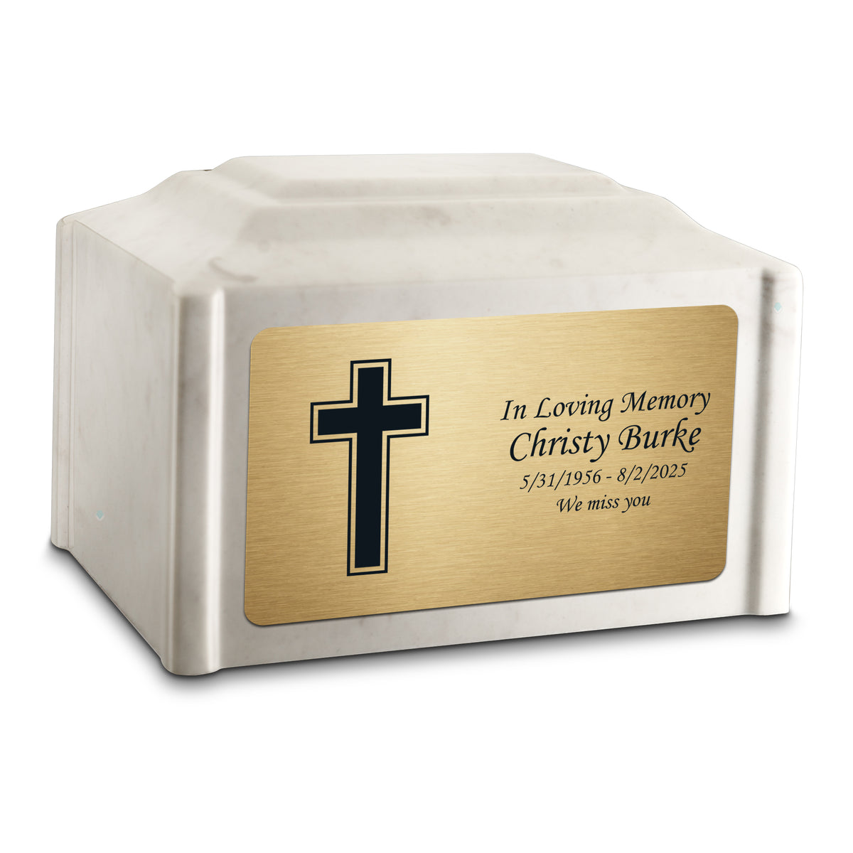 Adult Devotion Simple Cross Diamond Cultured Marble Urns for Ashes