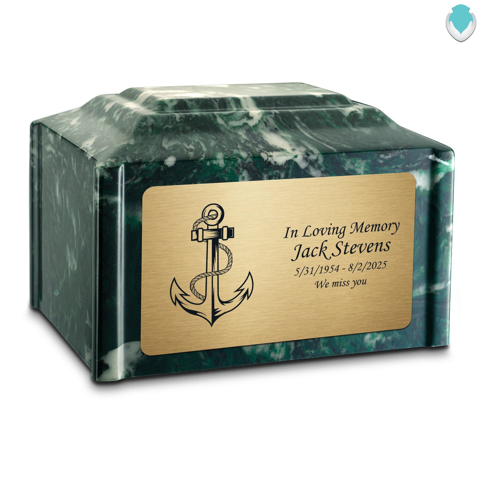 Adult Devotion Anchor Emerald Cultured Marble Urns for Ashes